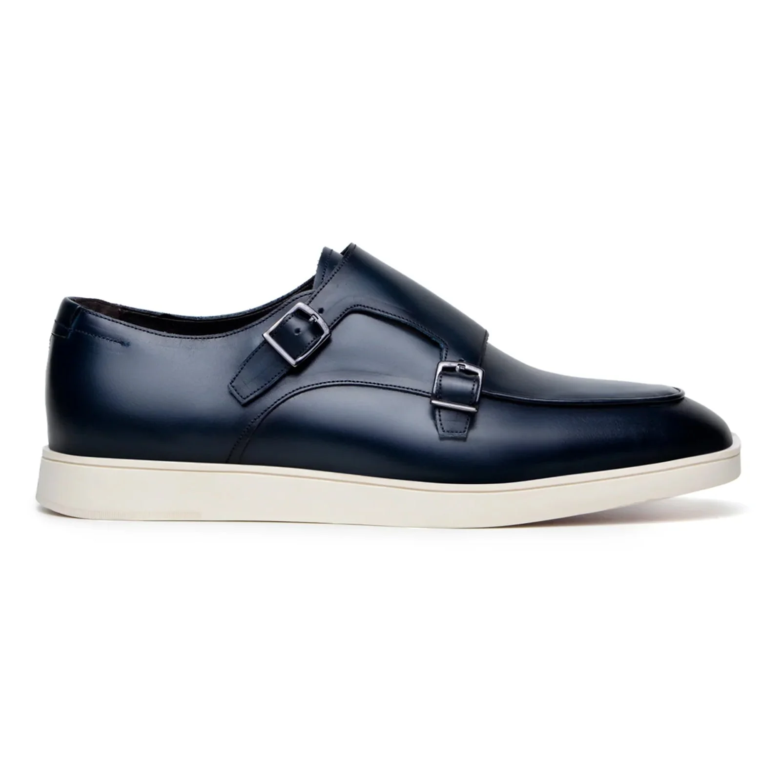 Men's Belvedere Marcio Nappa Leather Double Monkstrap Casual Dress Shoe in Navy