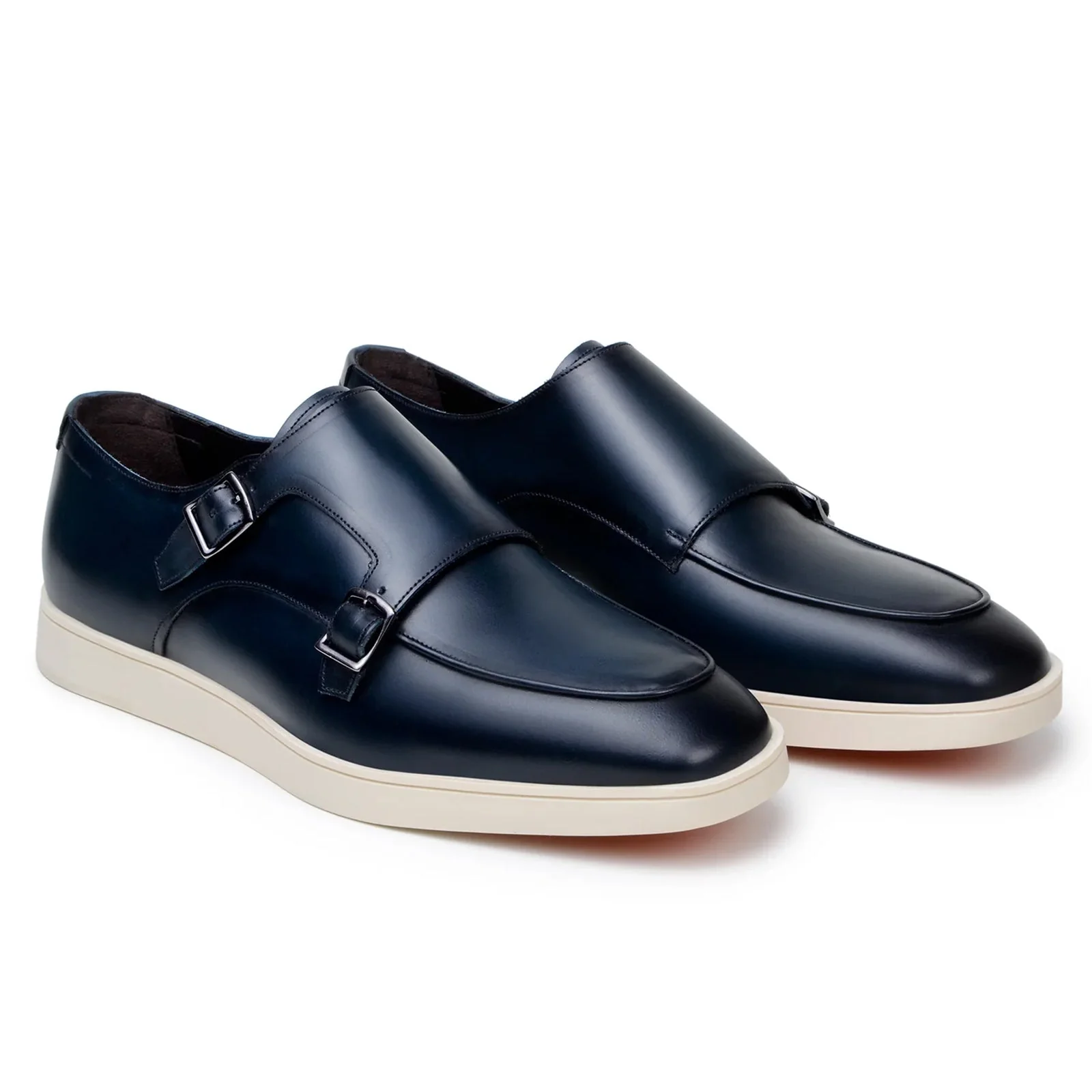 Men's Belvedere Marcio Nappa Leather Double Monkstrap Casual Dress Shoe in Navy - Image 2