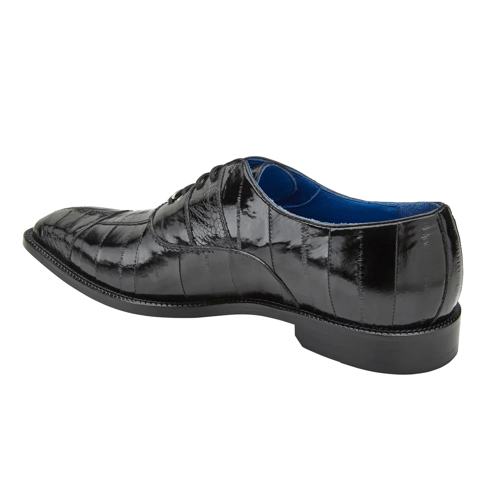 Men's Belvedere Mare Ostrich Leg & Eel Skin Dress Shoe in Black - Image 4