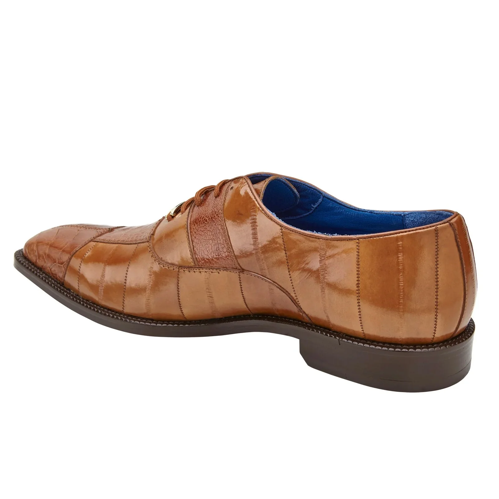 Men's Belvedere Mare Ostrich Leg & Eel Skin Dress Shoe in Camel - Image 4