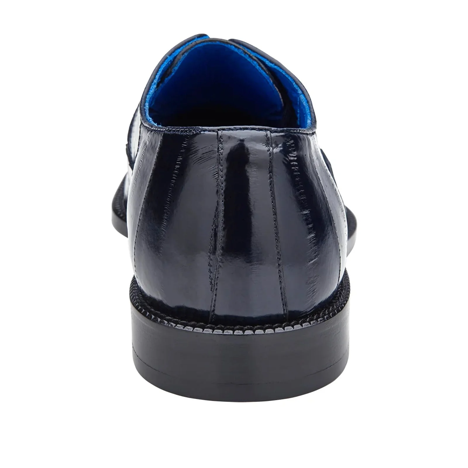 Men's Belvedere Mare Ostrich Leg & Eel Skin Dress Shoe in Navy Blue - Image 5