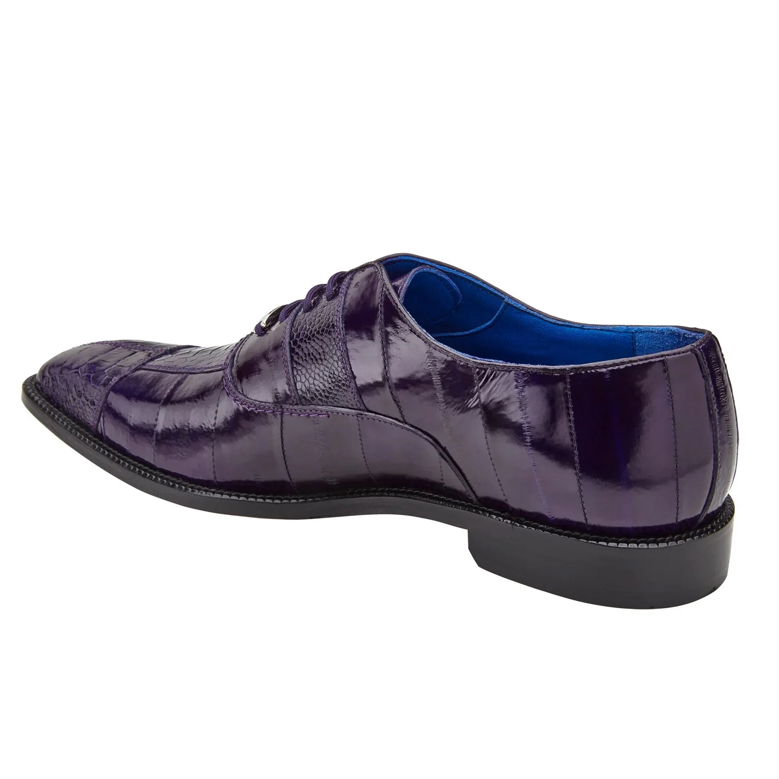 Men's Belvedere Mare Ostrich Leg & Eel Skin Dress Shoe in Purple - Image 4