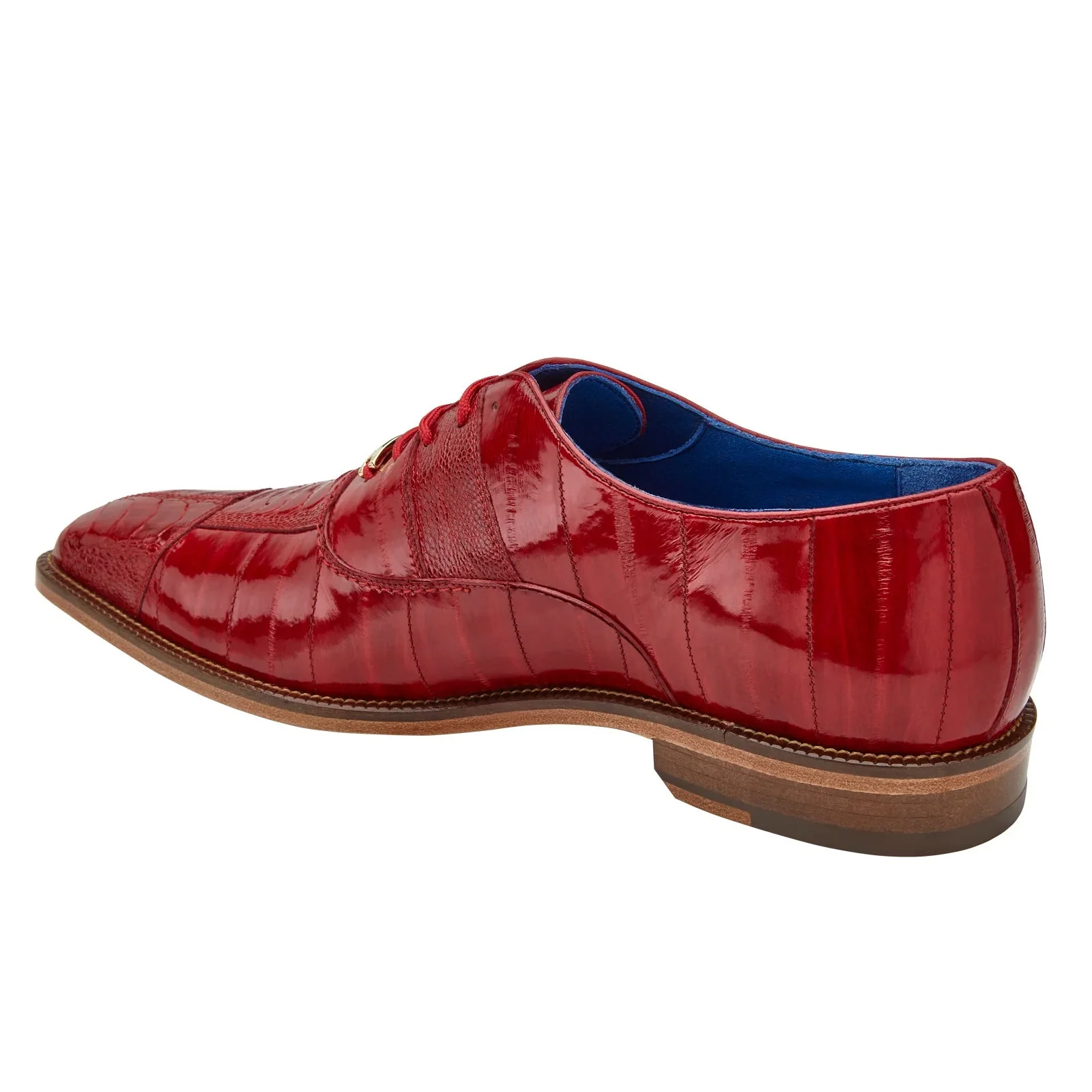 Men's Belvedere Mare Ostrich Leg & Eel Skin Dress Shoe in Red - Image 4