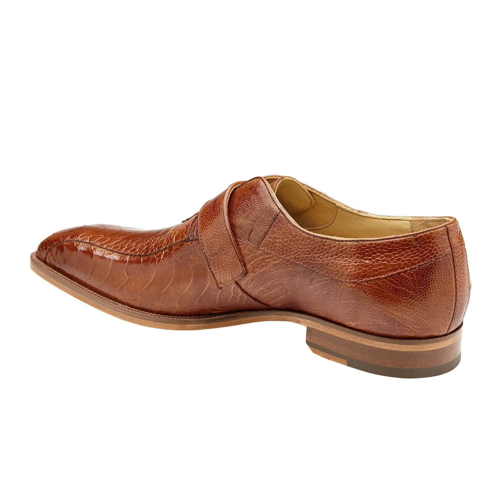 Men's Belvedere Marte Ostrich Leg Monk Strap Dress Shoe in Camel & Bone - Image 3
