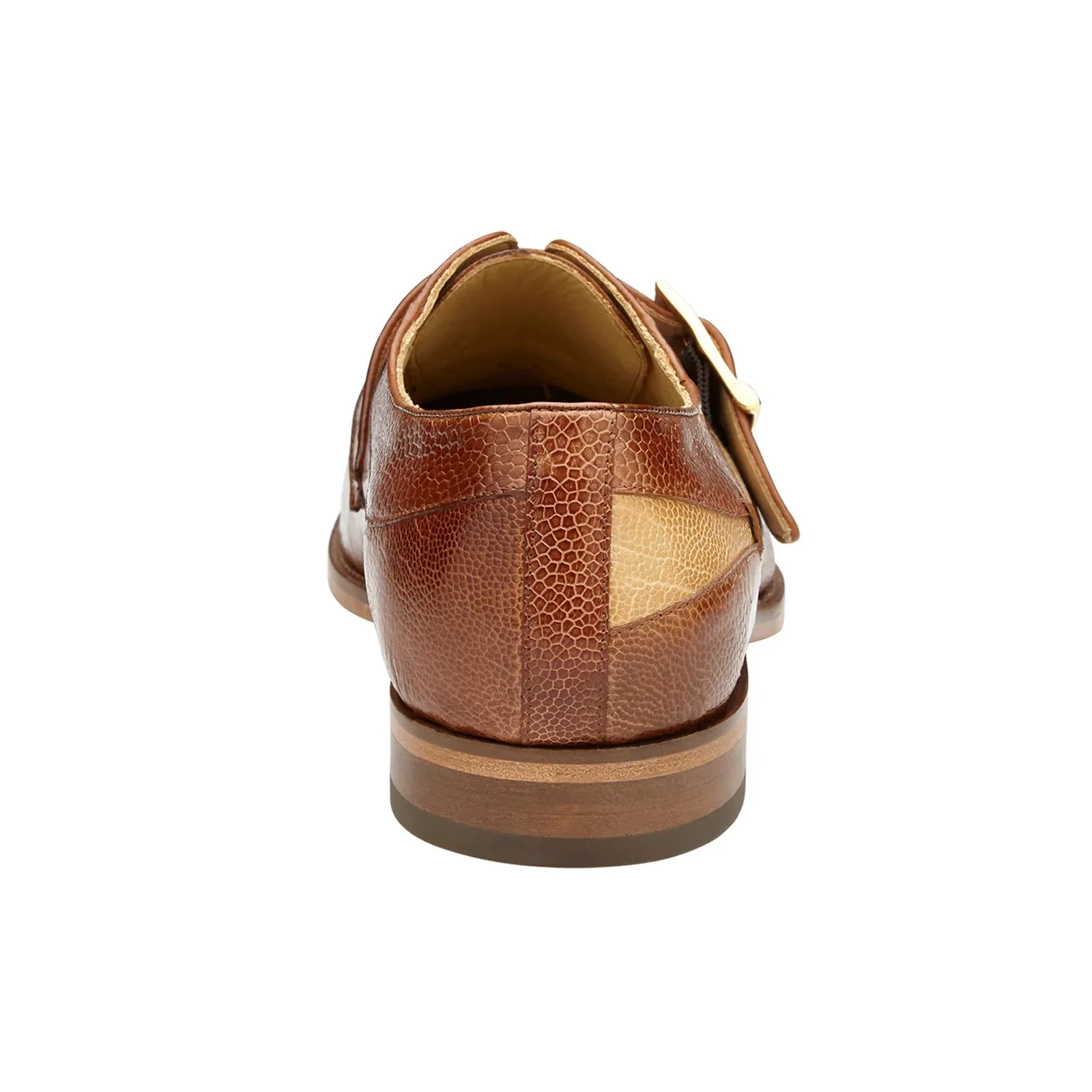 Men's Belvedere Marte Ostrich Leg Monk Strap Dress Shoe in Camel & Bone - Image 4