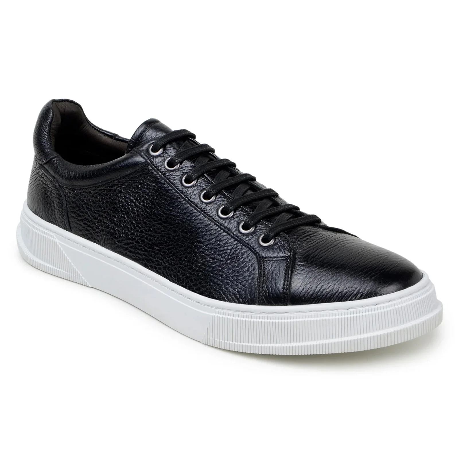 Men's Belvedere Matteo Deerskin Leather Dress Tennis Shoe in Black - Image 2