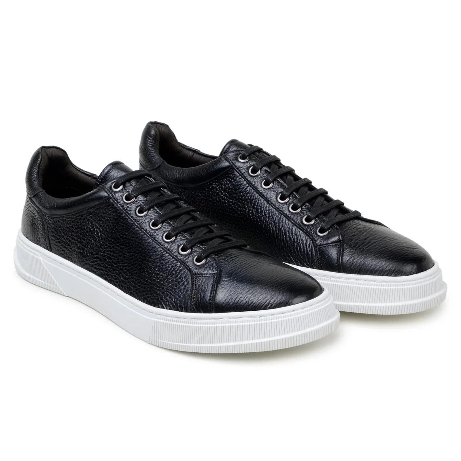 Men's Belvedere Matteo Deerskin Leather Dress Tennis Shoe in Black - Image 3