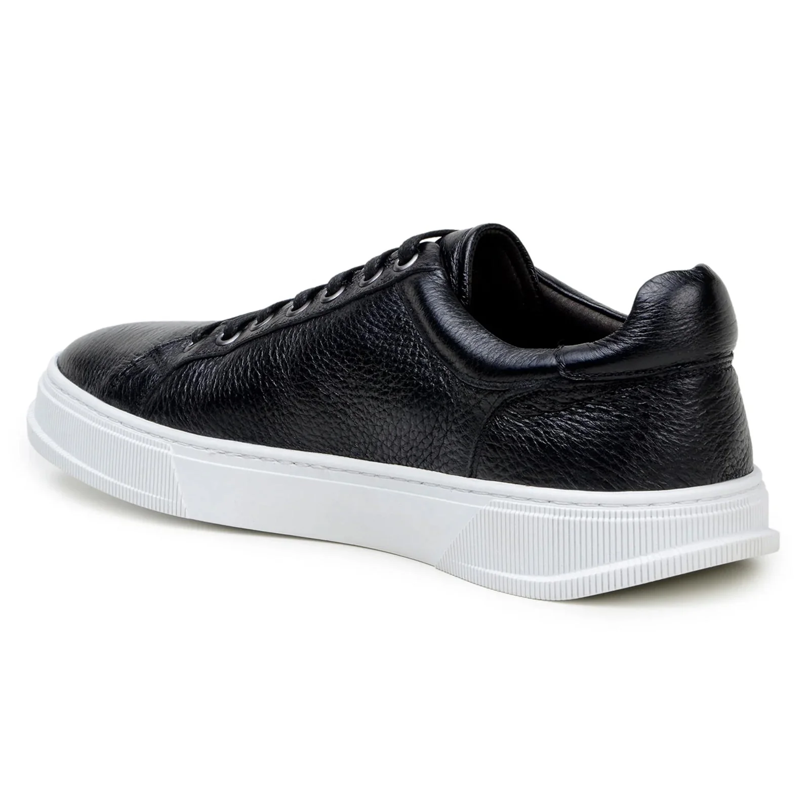 Men's Belvedere Matteo Deerskin Leather Dress Tennis Shoe in Black - Image 5