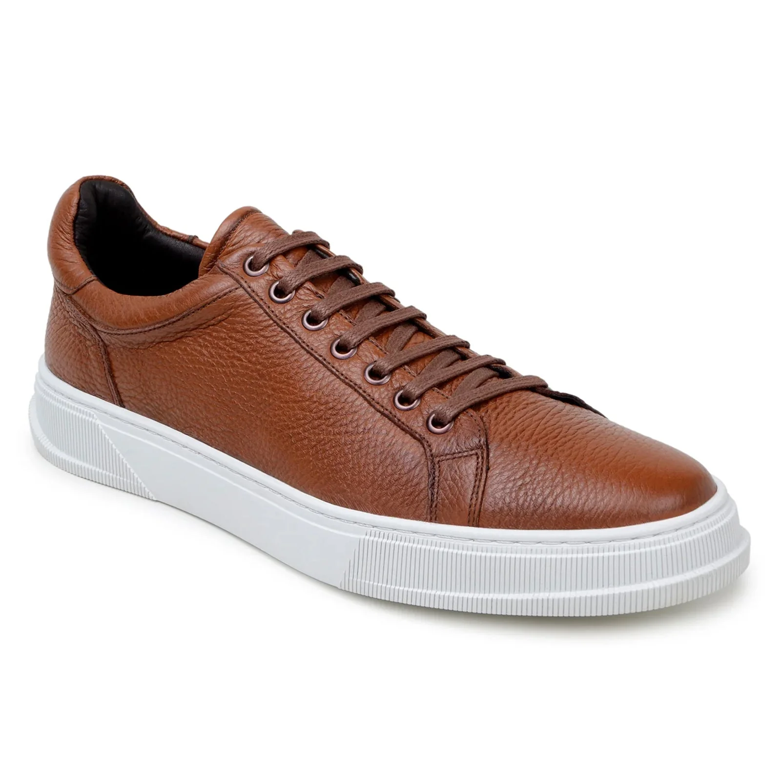 Men's Belvedere Matteo Deerskin Leather Dress Tennis Shoe in Tan - Image 2