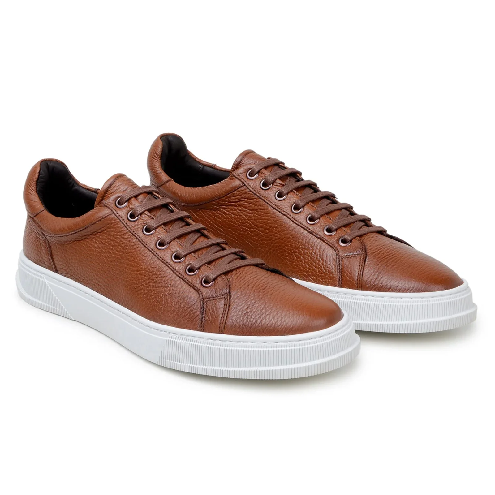 Men's Belvedere Matteo Deerskin Leather Dress Tennis Shoe in Tan - Image 3