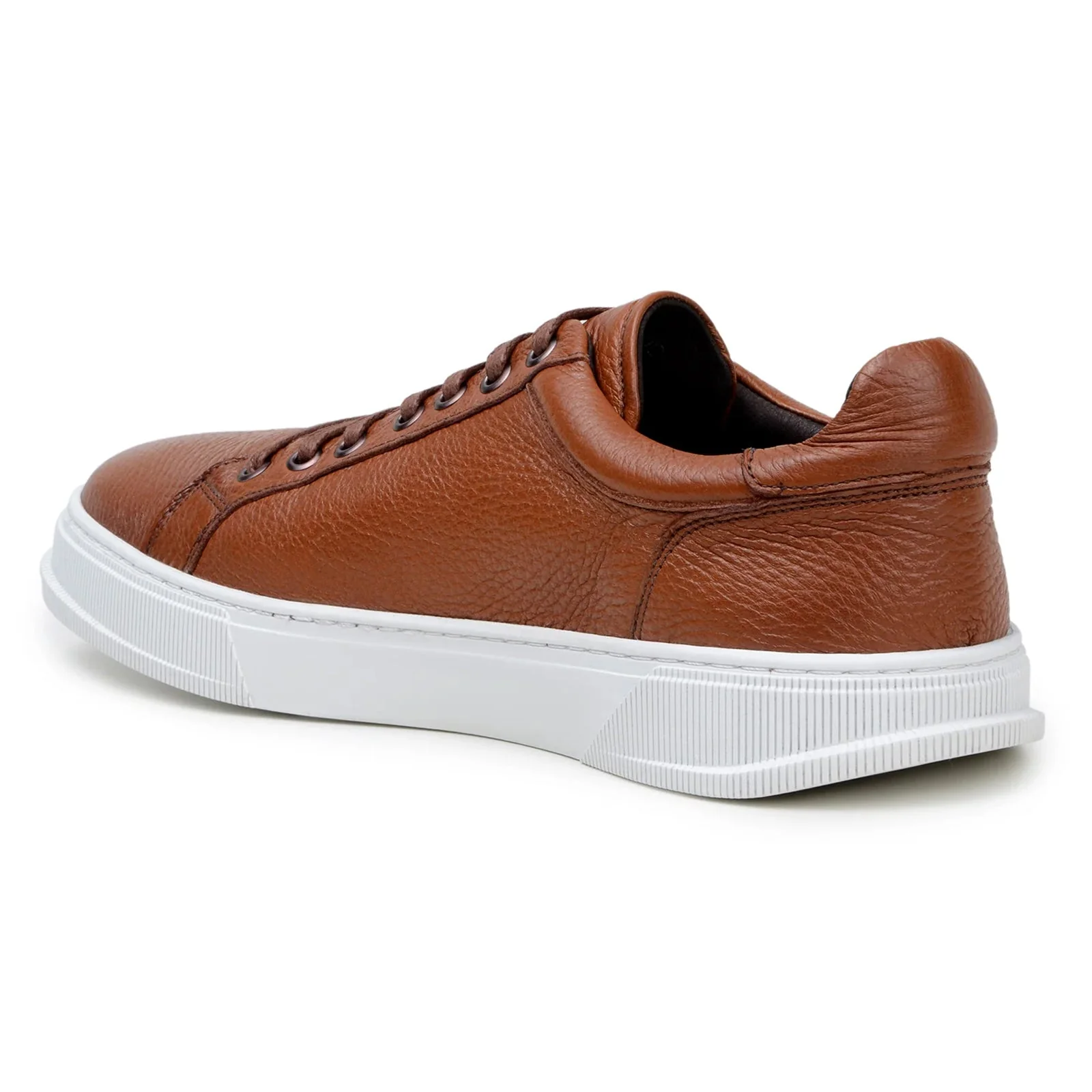 Men's Belvedere Matteo Deerskin Leather Dress Tennis Shoe in Tan - Image 4