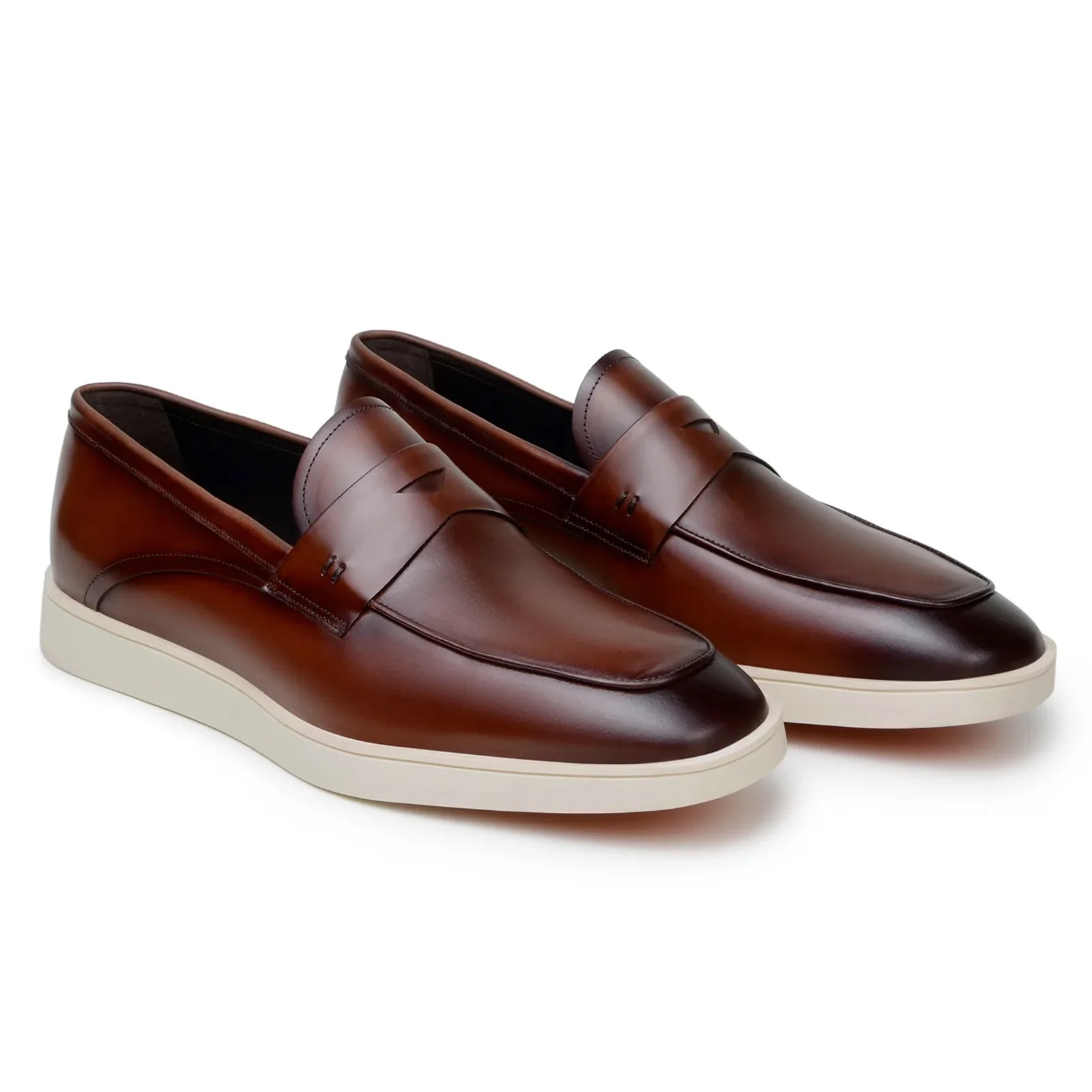 Men's Belvedere Maurizio Nappa Leather Casual Penny Loafer in Cognac - Image 2