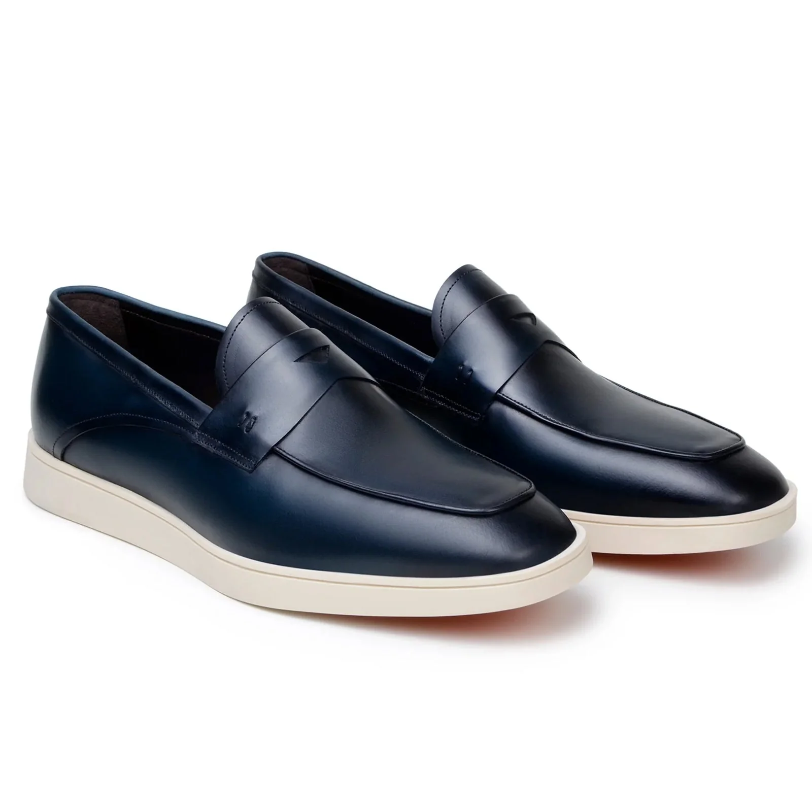 Men's Belvedere Maurizio Nappa Leather Casual Penny Loafer in Navy - Image 2