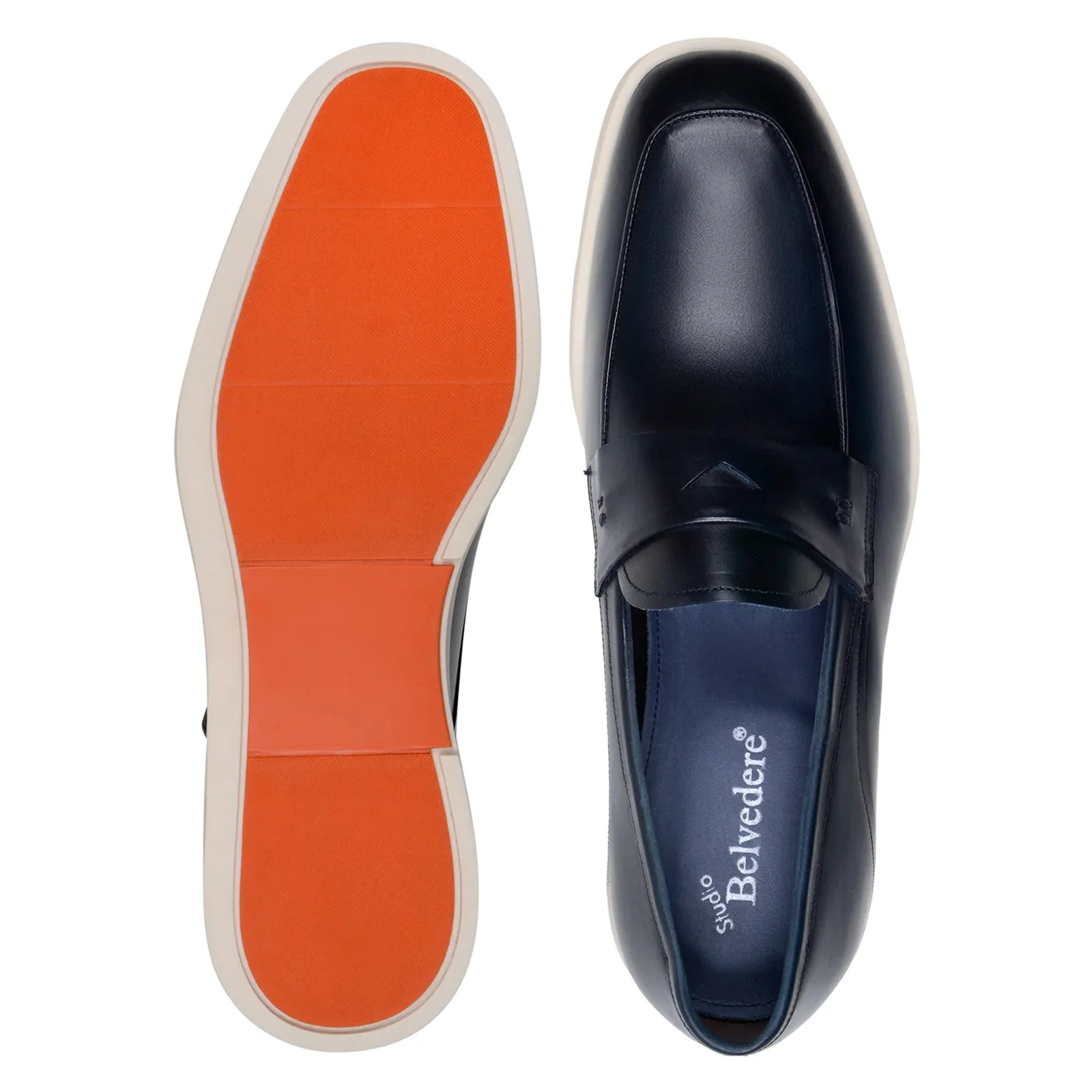 Men's Belvedere Maurizio Nappa Leather Casual Penny Loafer in Navy - Image 5