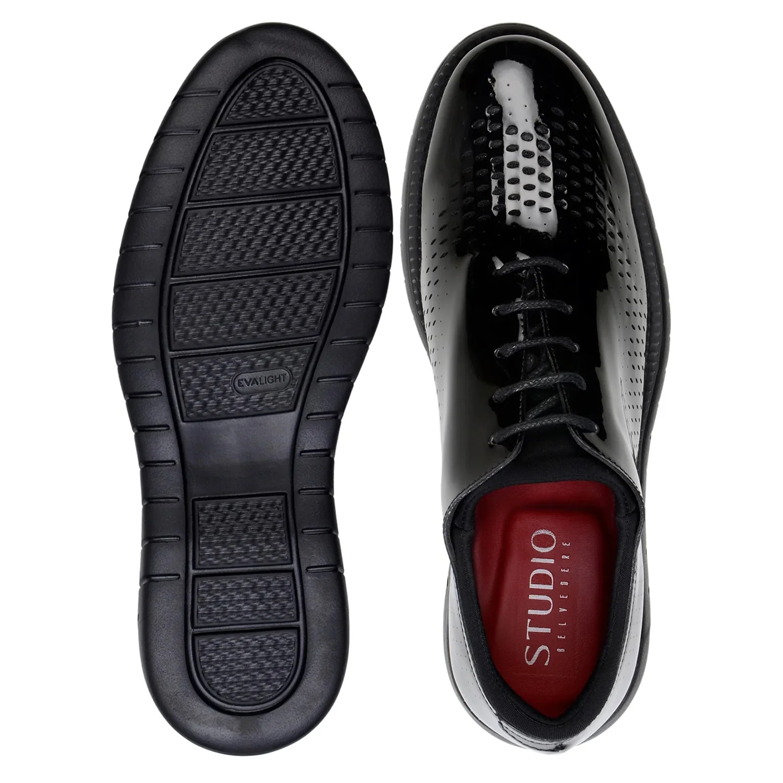 Men's Belvedere Maxim Patent Leather Tuxedo Dress Sneaker in Black - Image 5