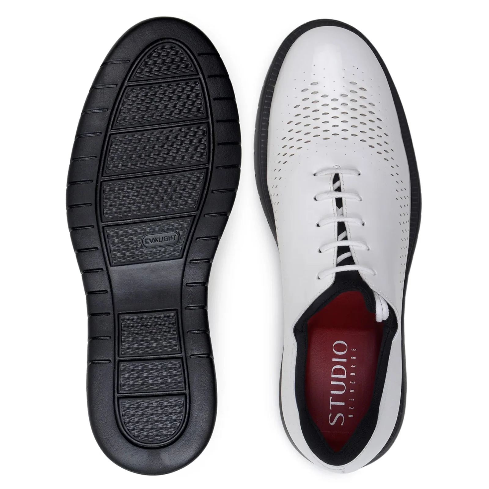 Men's Belvedere Maxim Patent Leather Tuxedo Dress Sneaker in White - Image 6