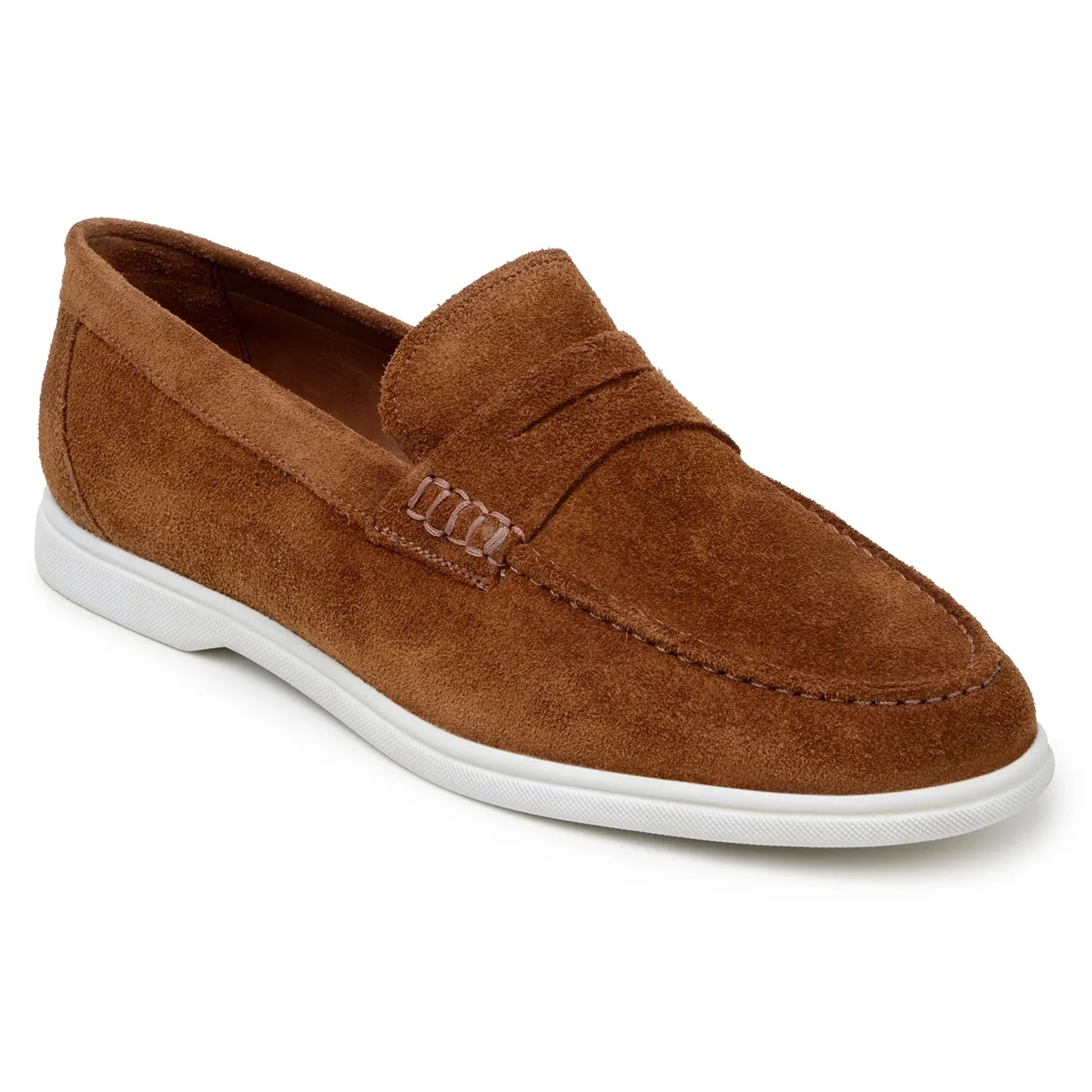 Men's Belvedere Niko Italian Suede Casual Slip on Penny Loafer in Bourbon - Image 2