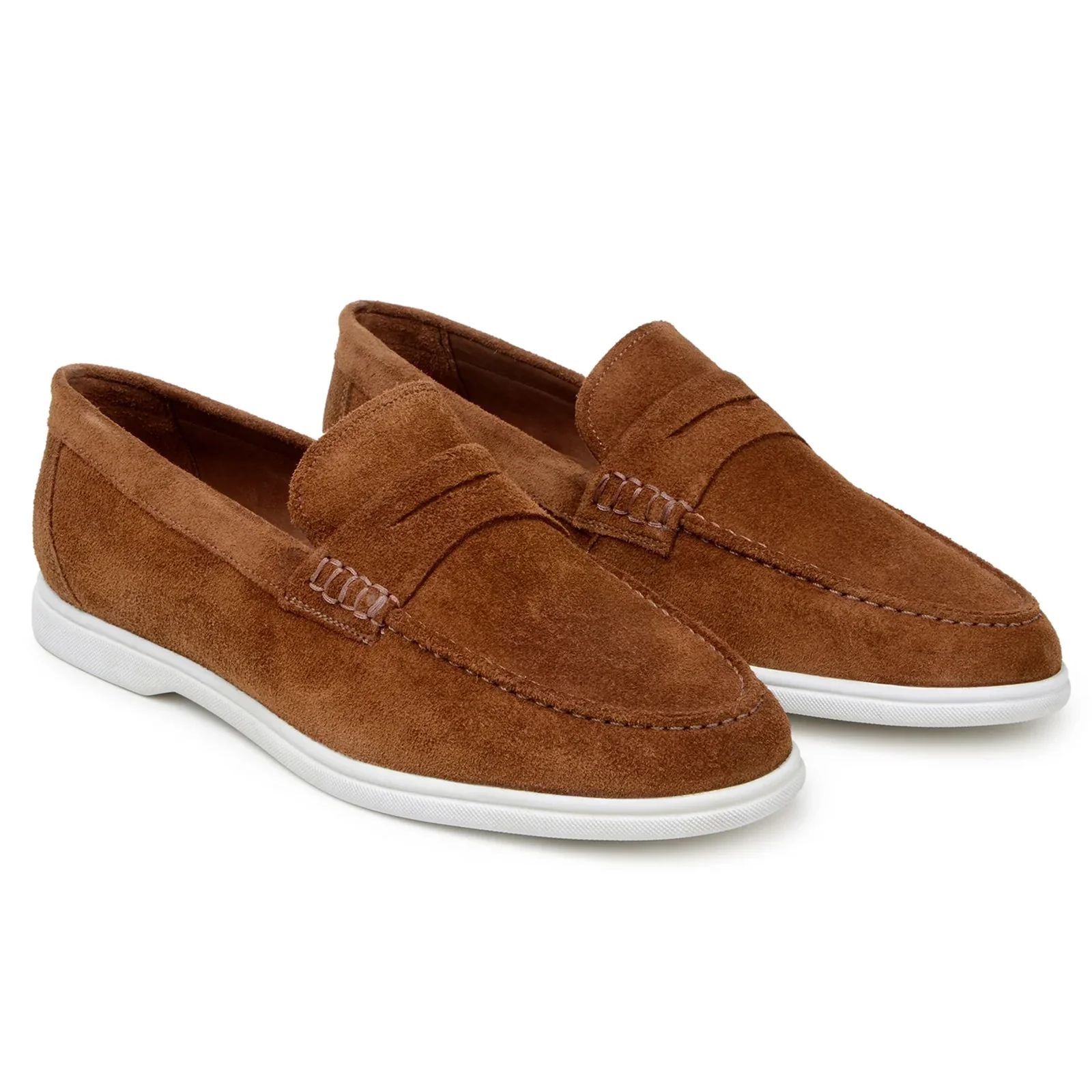 Men's Belvedere Niko Italian Suede Casual Slip on Penny Loafer in Bourbon - Image 3