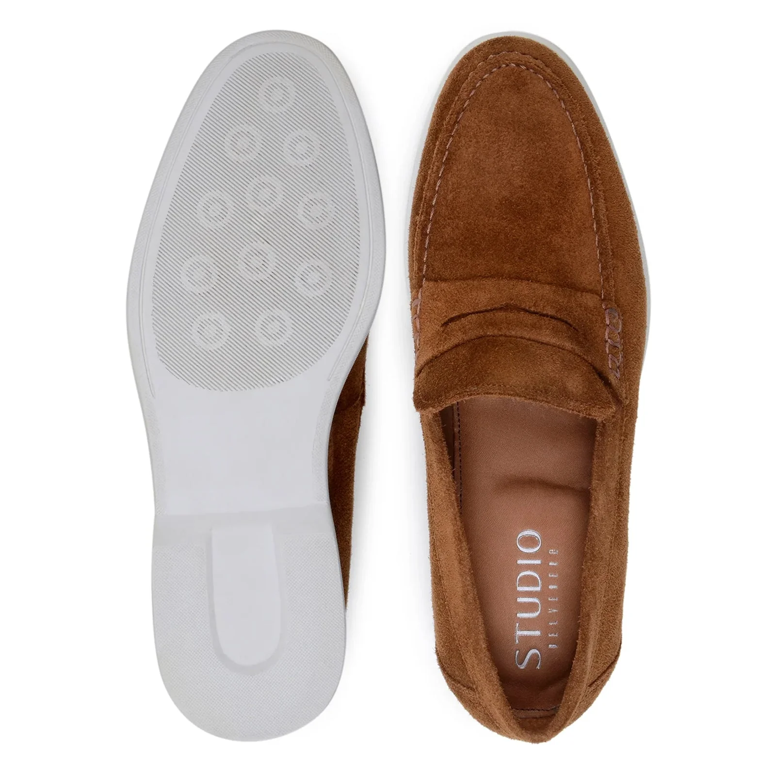 Men's Belvedere Niko Italian Suede Casual Slip on Penny Loafer in Bourbon - Image 7