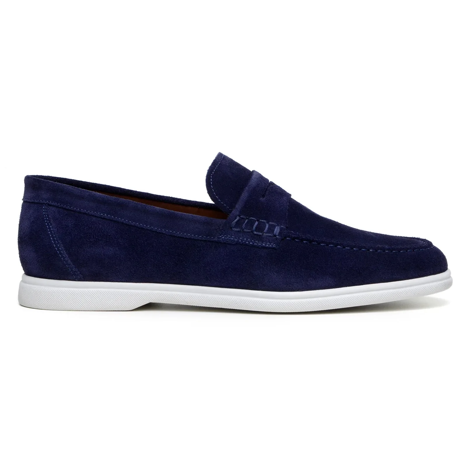 Men's Belvedere Niko Italian Suede Casual Slip on Penny Loafer in Navy