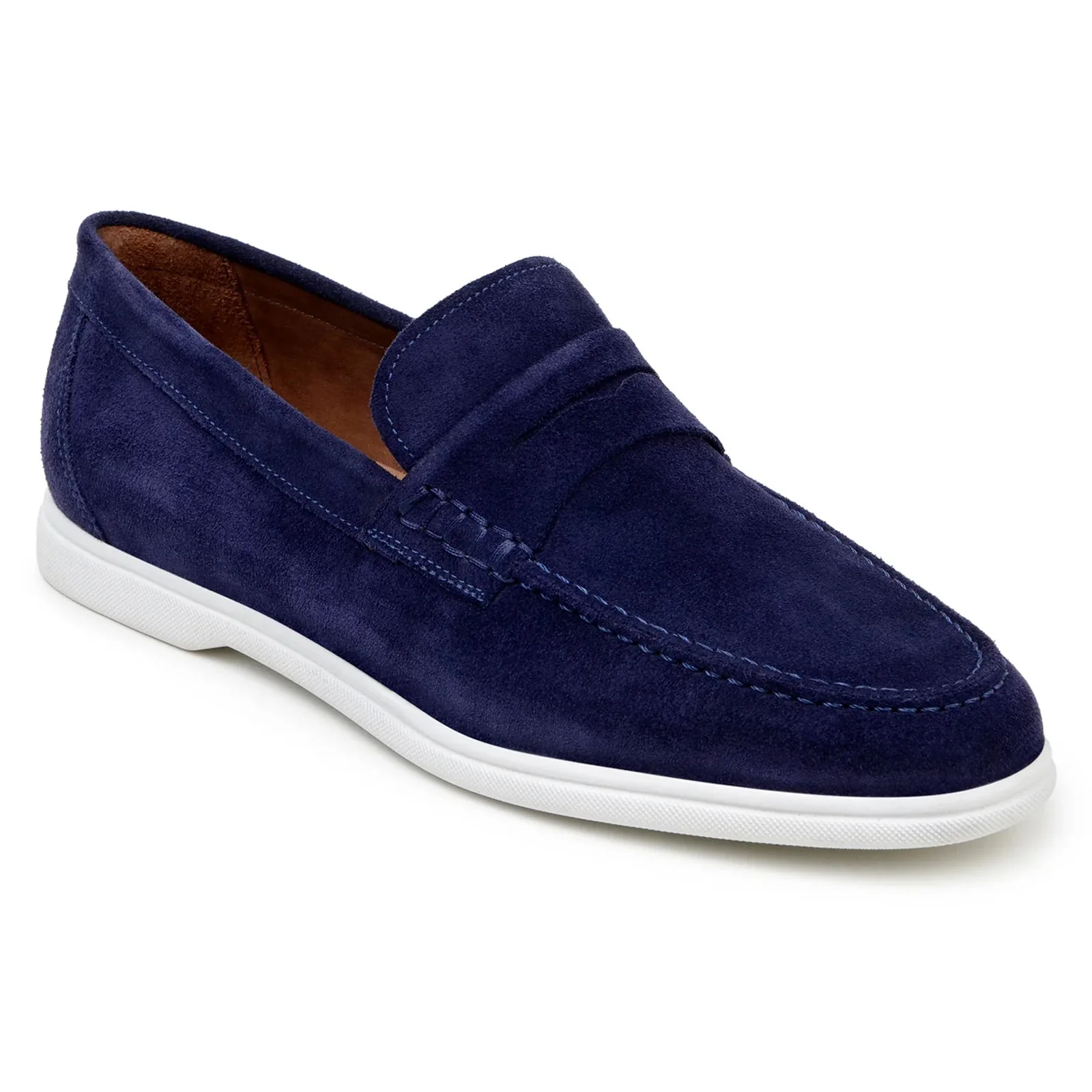 Men's Belvedere Niko Italian Suede Casual Slip on Penny Loafer in Navy - Image 2
