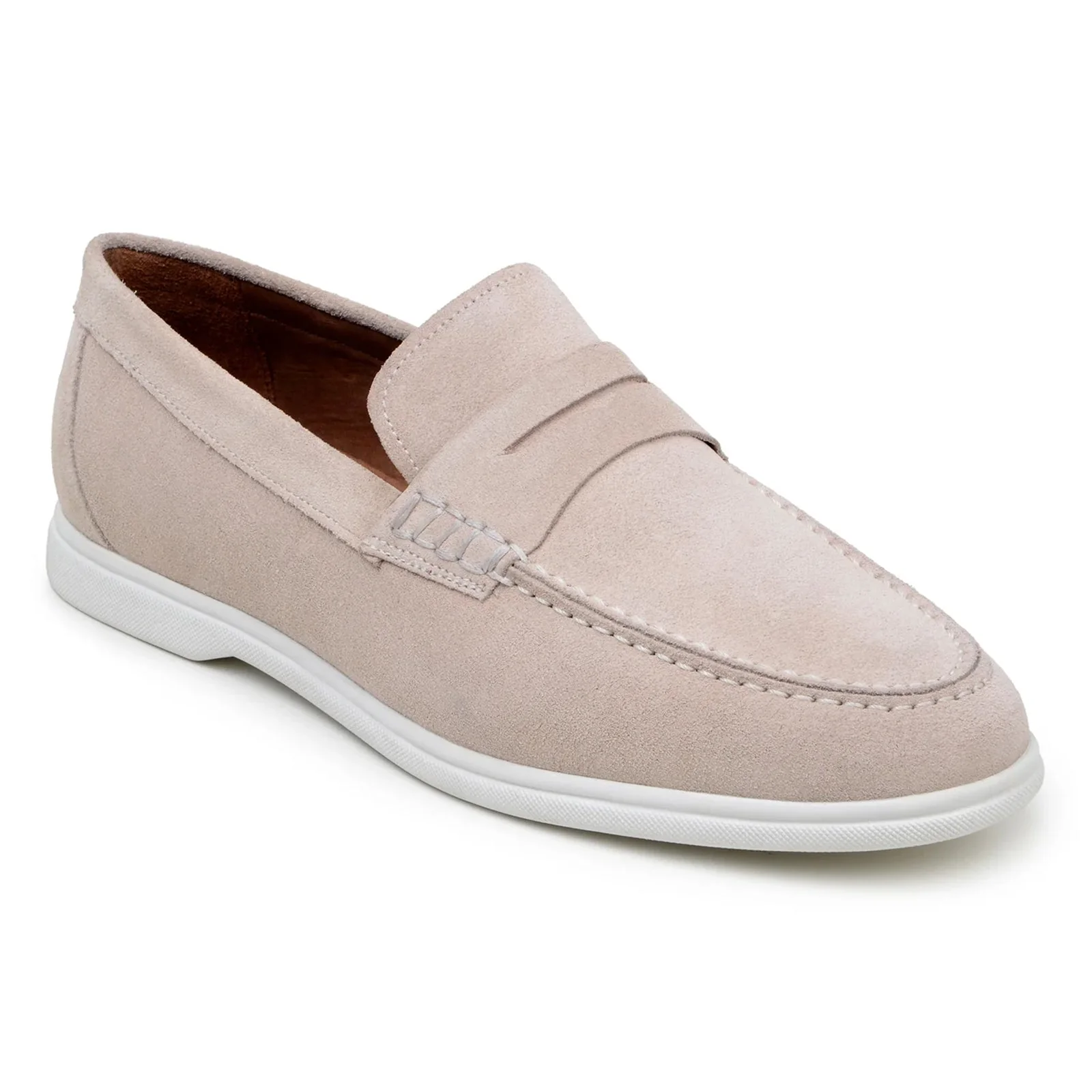 Men's Belvedere Niko Italian Suede Casual Slip on Penny Loafer in Sand - Image 2