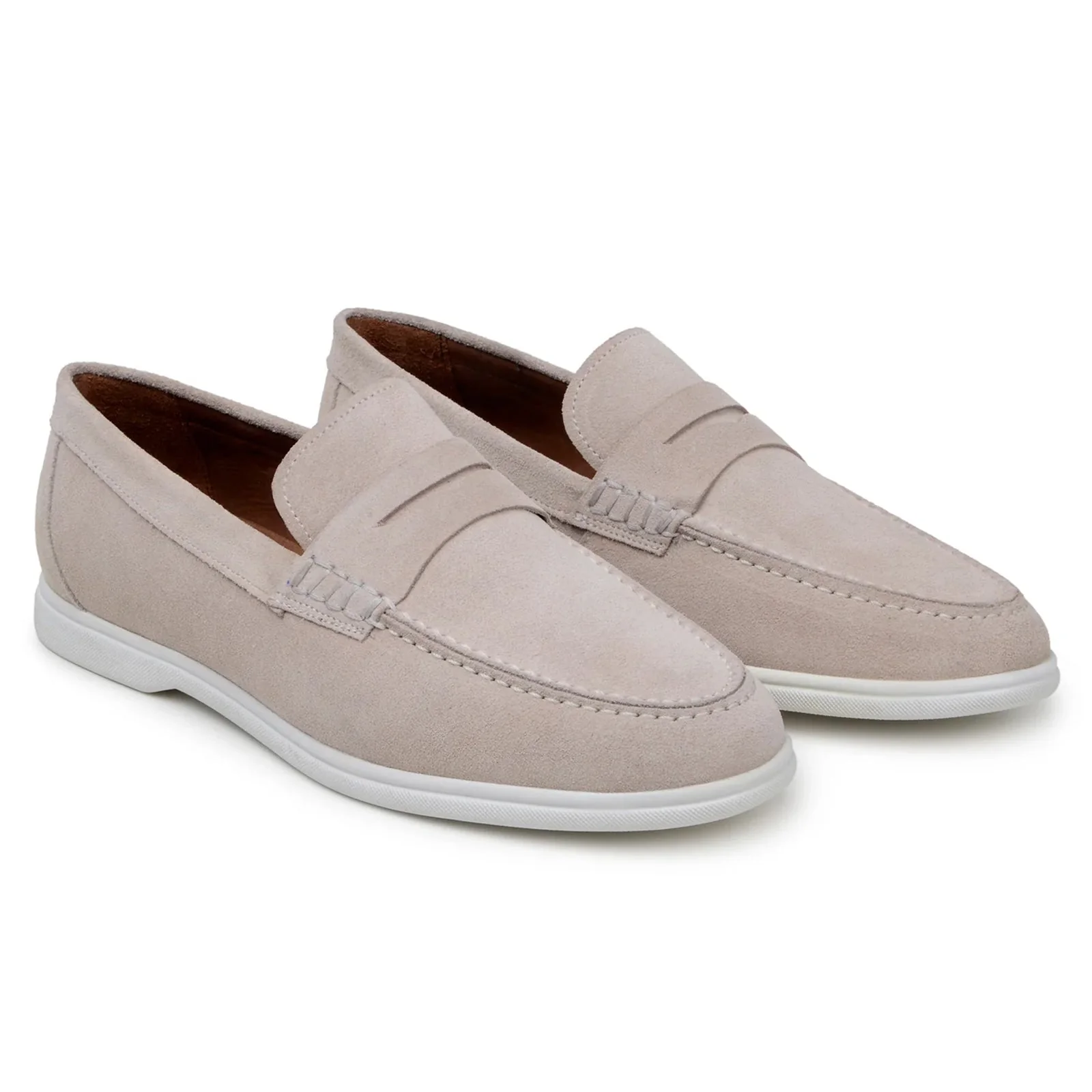 Men's Belvedere Niko Italian Suede Casual Slip on Penny Loafer in Sand - Image 3
