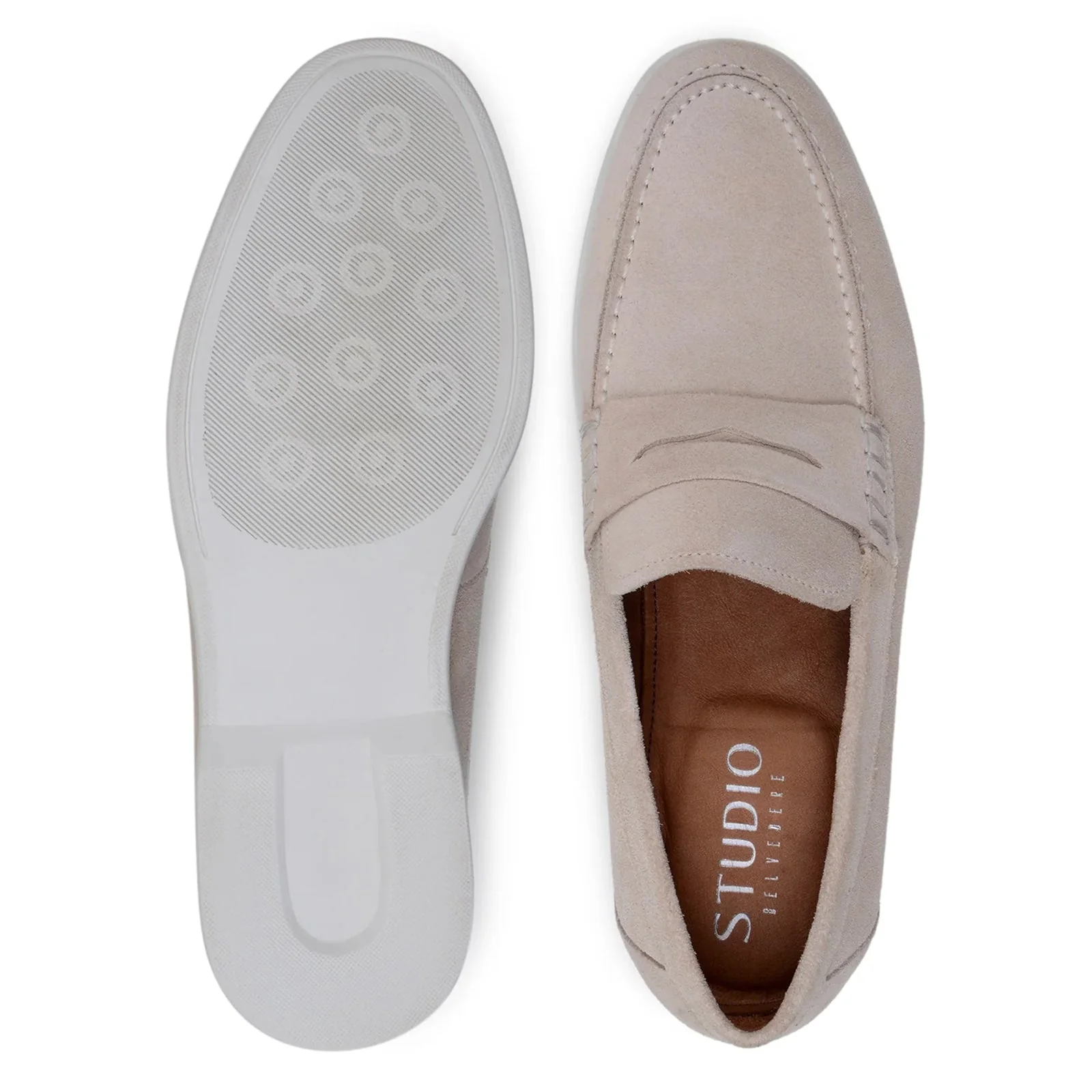 Men's Belvedere Niko Italian Suede Casual Slip on Penny Loafer in Sand - Image 6