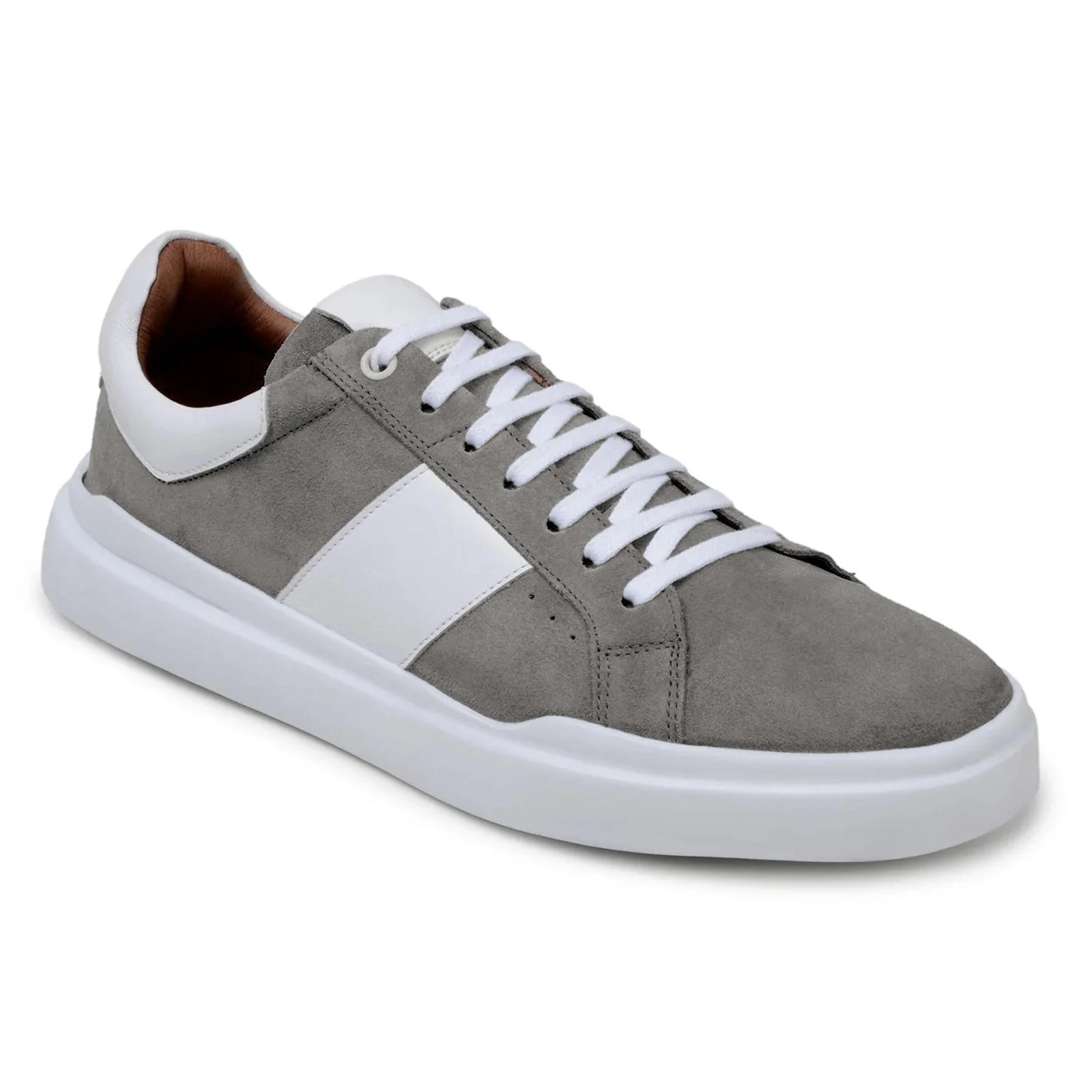 Men's Belvedere Olivier Suede Tennis Shoe in Grey & White - Image 2
