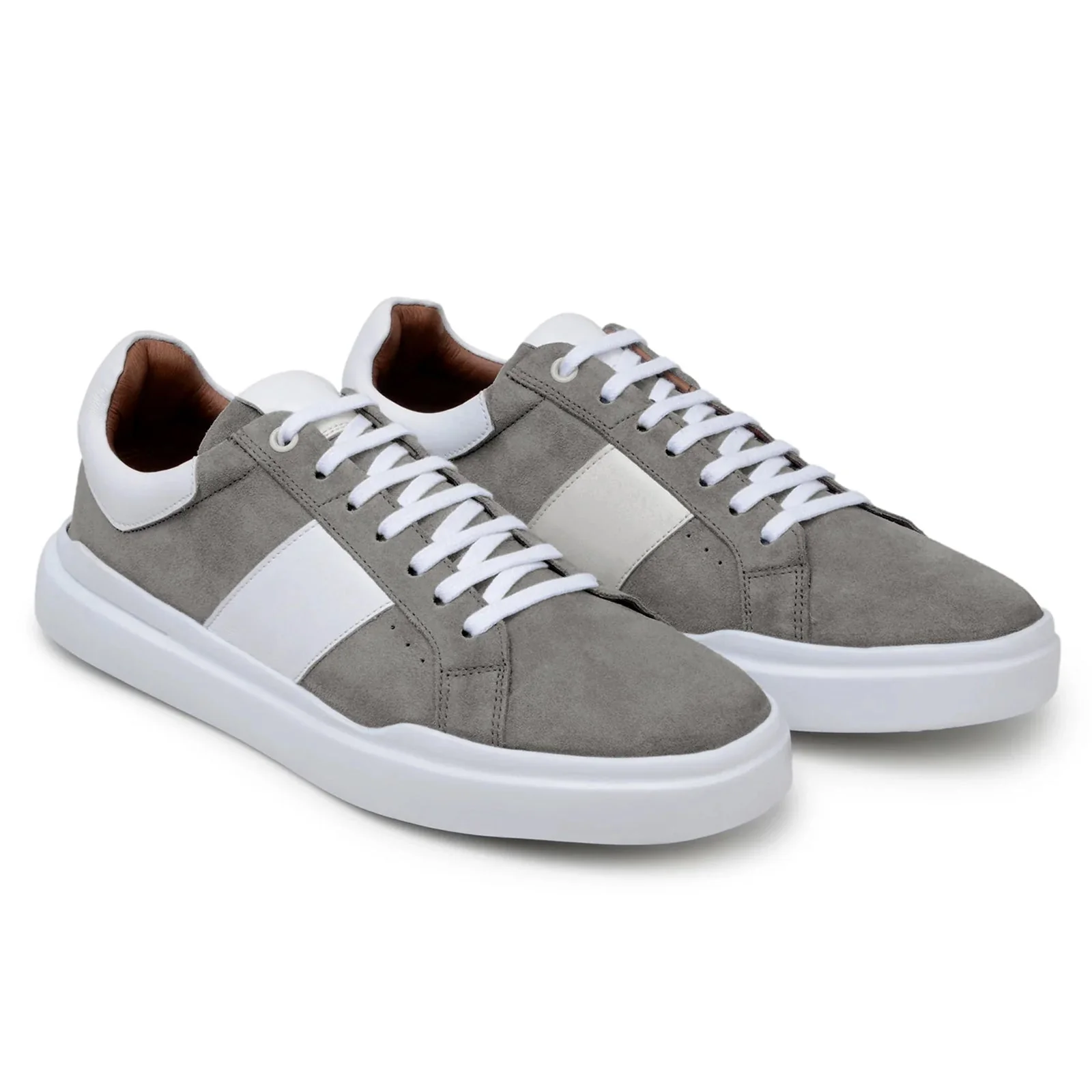 Men's Belvedere Olivier Suede Tennis Shoe in Grey & White - Image 3