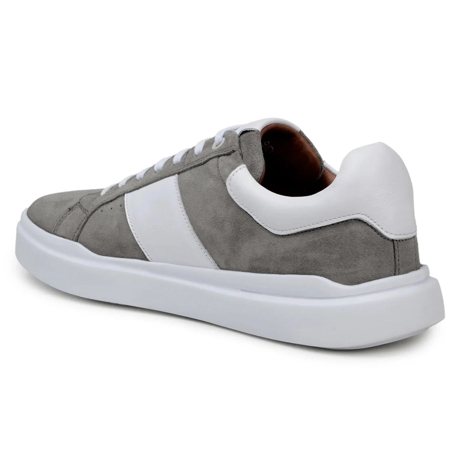 Men's Belvedere Olivier Suede Tennis Shoe in Grey & White - Image 4