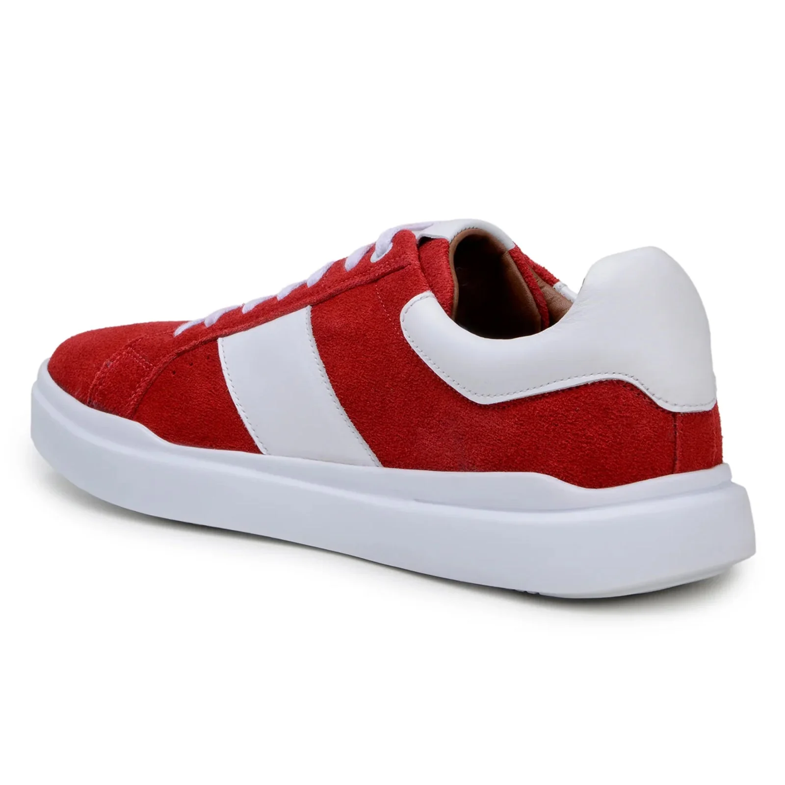 Men's Belvedere Olivier Suede Tennis Shoe in Red & White - Image 4