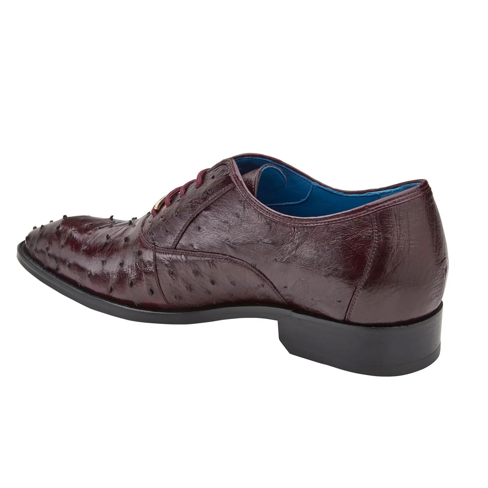 Men's Belvedere Orlando Ostrich Quill Plain Toe Dress Shoe in Burgundy - Image 4