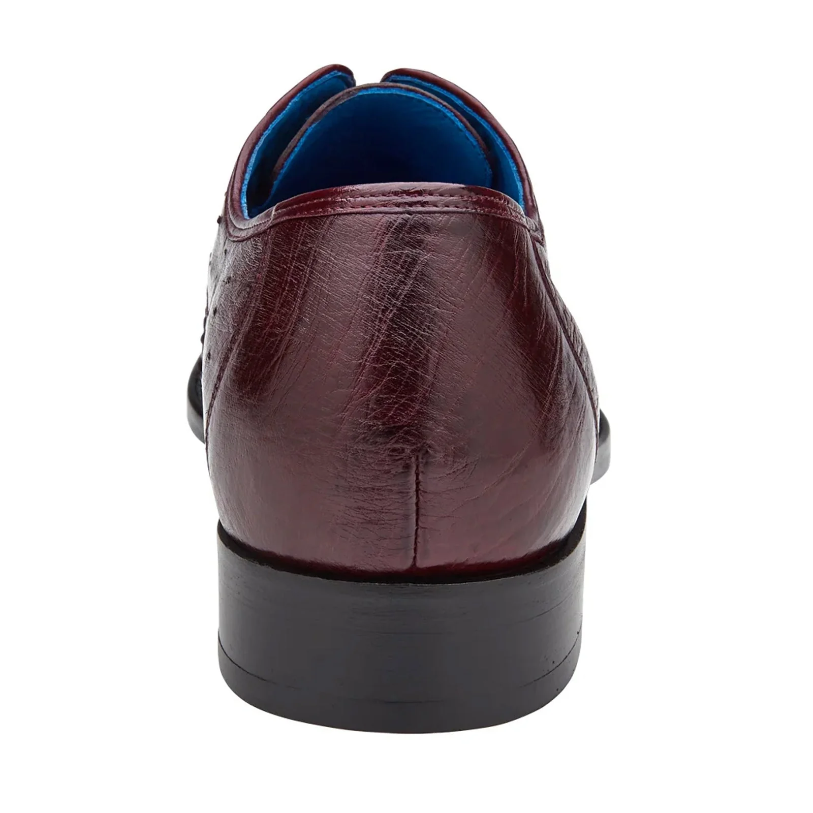 Men's Belvedere Orlando Ostrich Quill Plain Toe Dress Shoe in Burgundy - Image 5