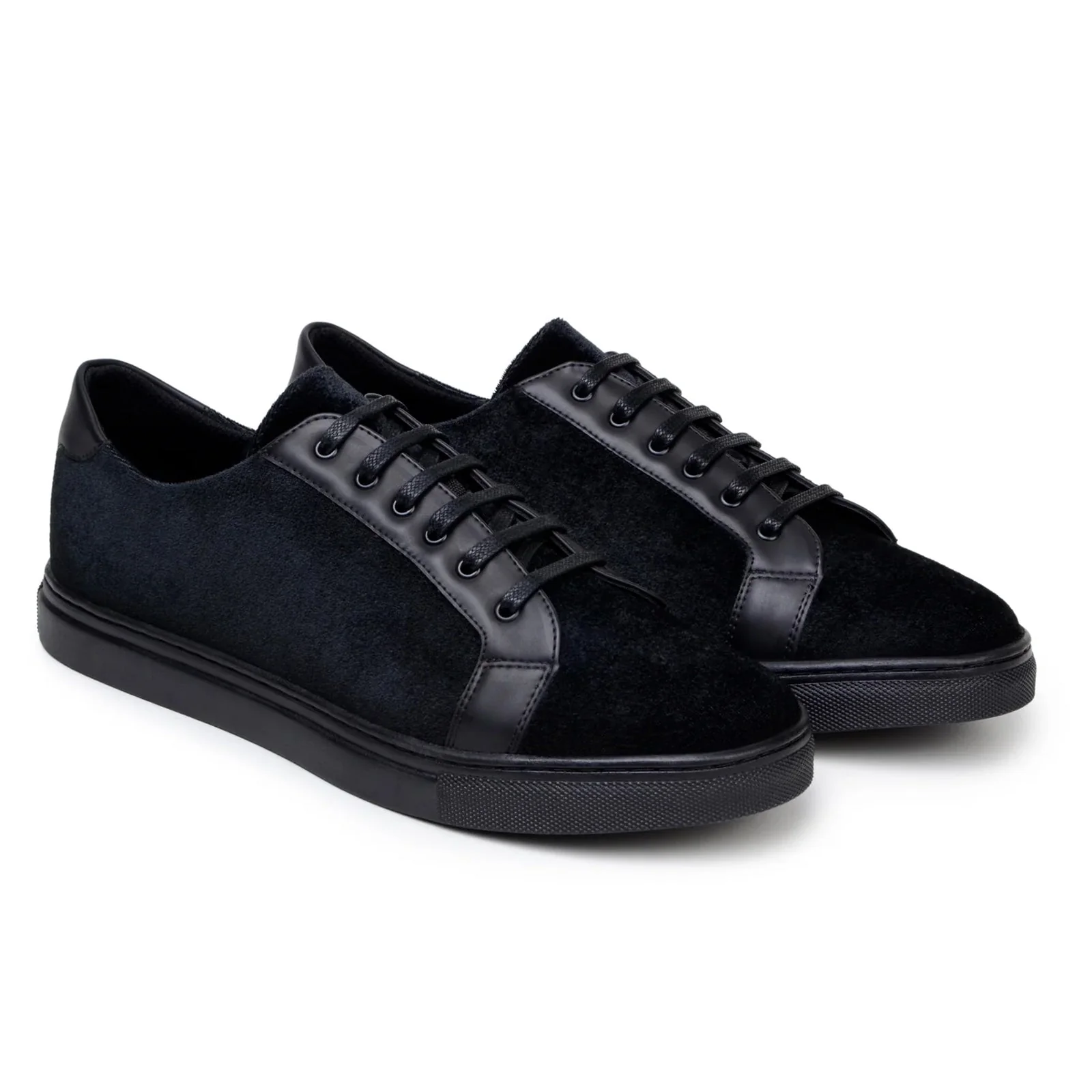 Men's Belvedere Prince Velvet & Matte Leather Tuxedo Sneaker in Black - Image 2