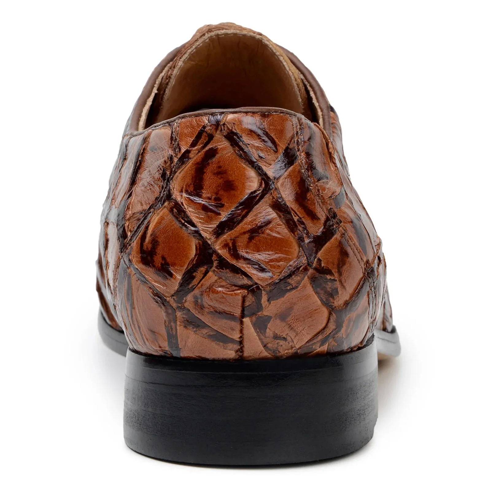 Men's Belvedere Renzo Genuine Pirarucu Lace Up Derby Dress Shoe in Almond Tan - Image 5
