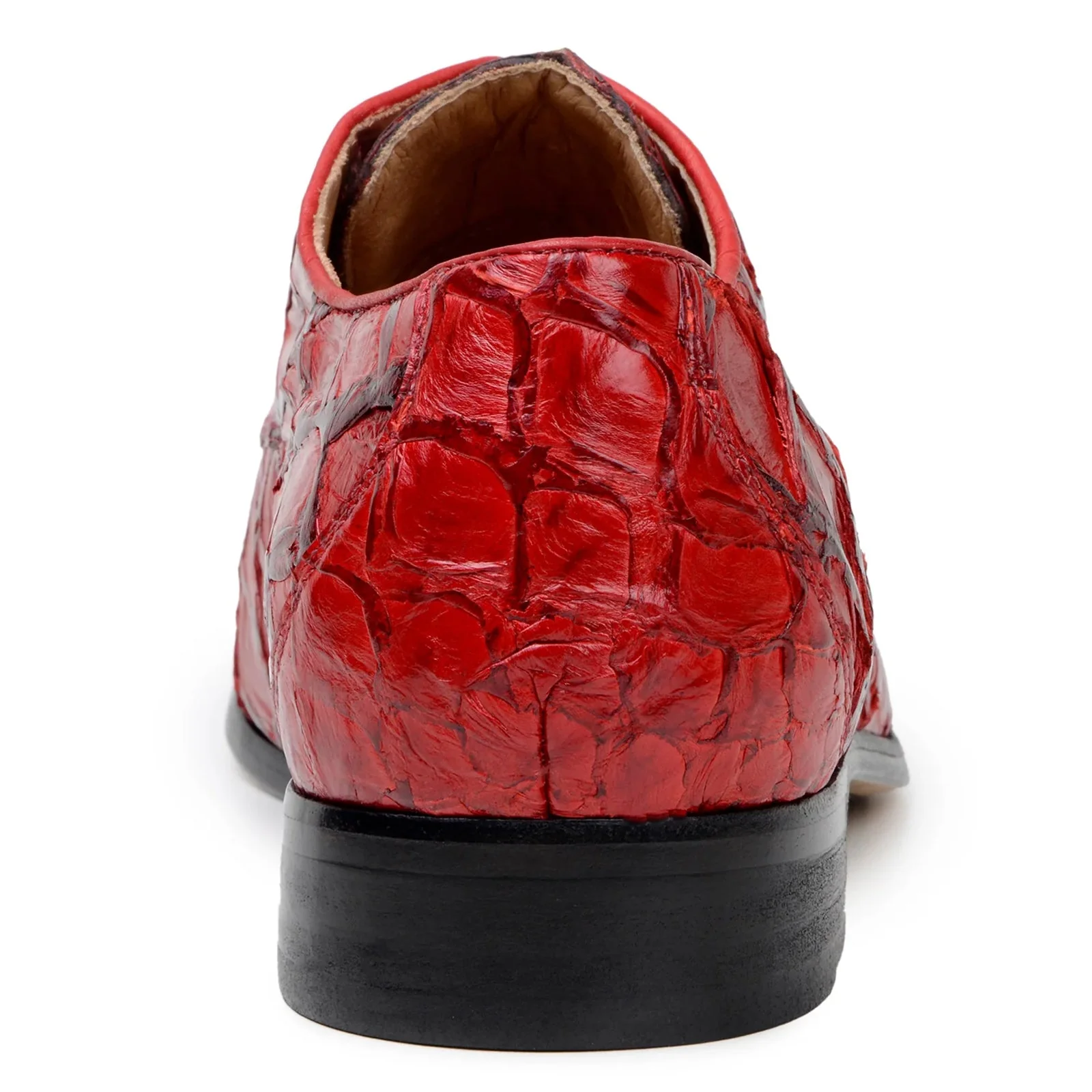 Men's Belvedere Renzo Genuine Pirarucu Lace Up Derby Dress Shoe in Red - Image 5