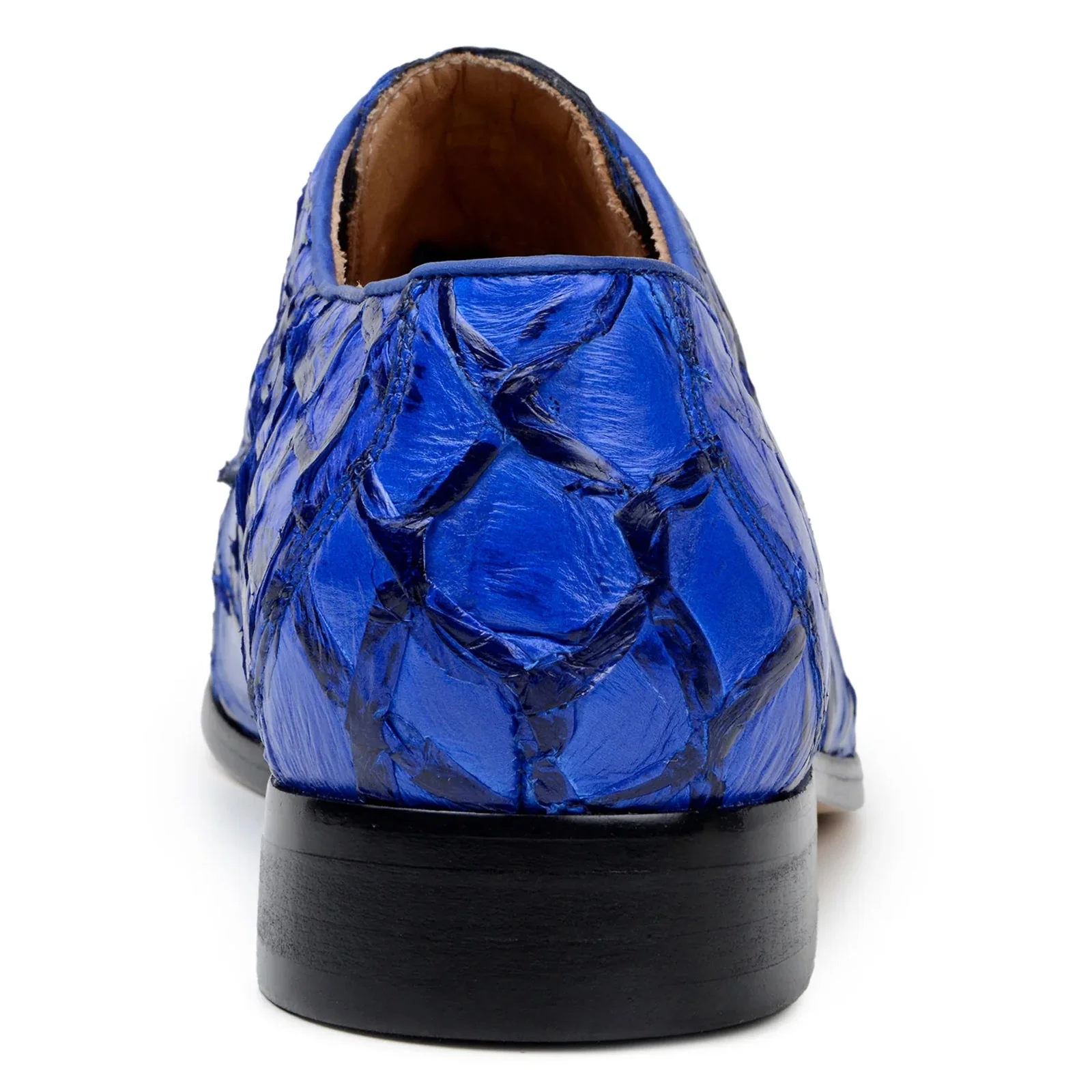 Men's Belvedere Renzo Genuine Pirarucu Lace Up Derby Dress Shoe in Royal Blue - Image 5