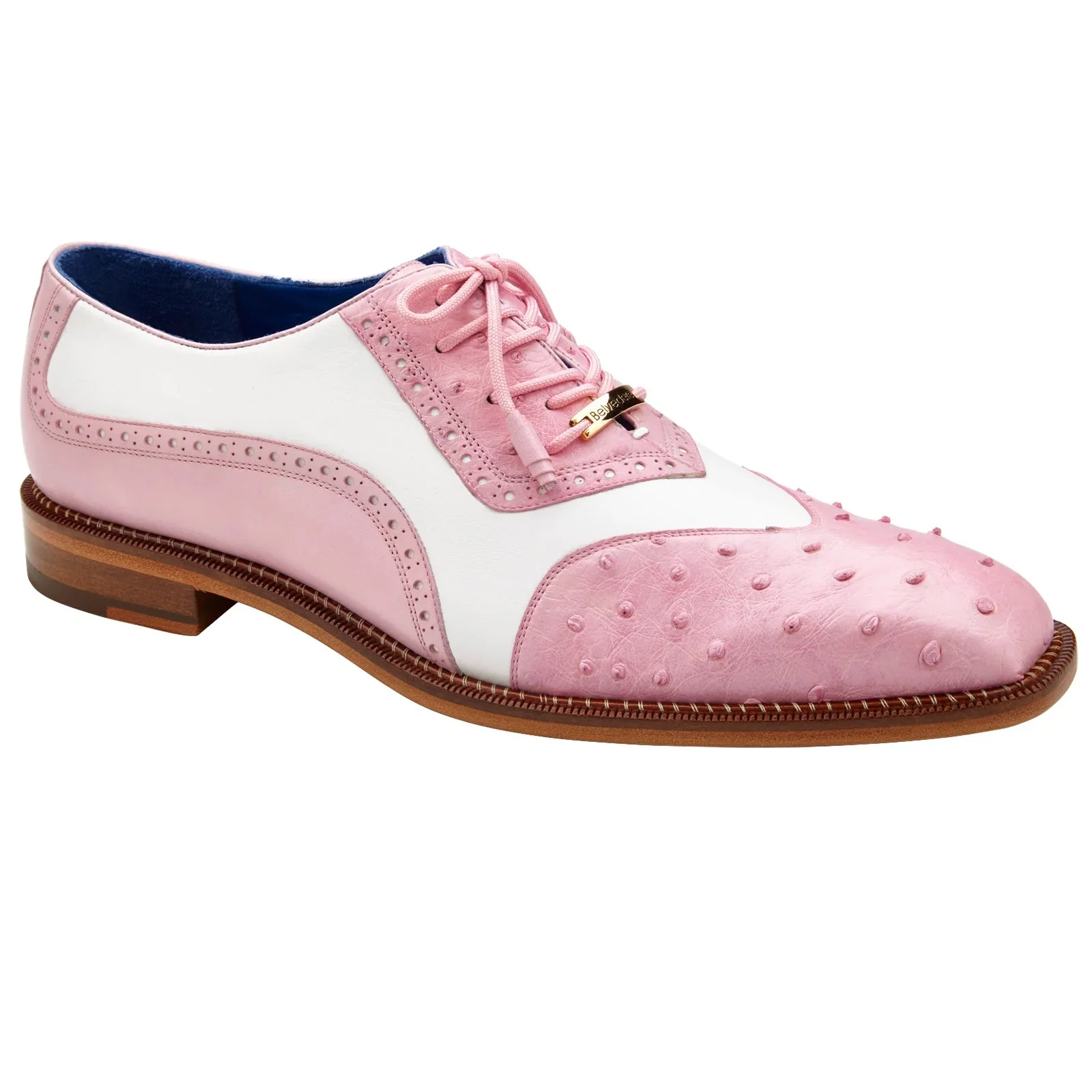 Men's Belvedere Sesto Dress Shoe in Pink & White CLOSEOUT SIZE 13 - Image 2