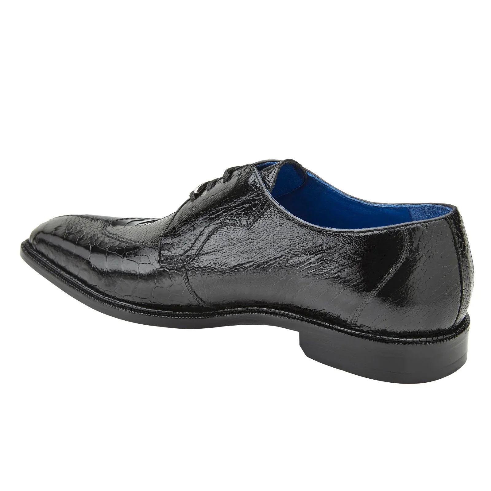 Men's Belvedere Siena Ostrich Leg Moc Toe Dress Shoe in Black - Image 4