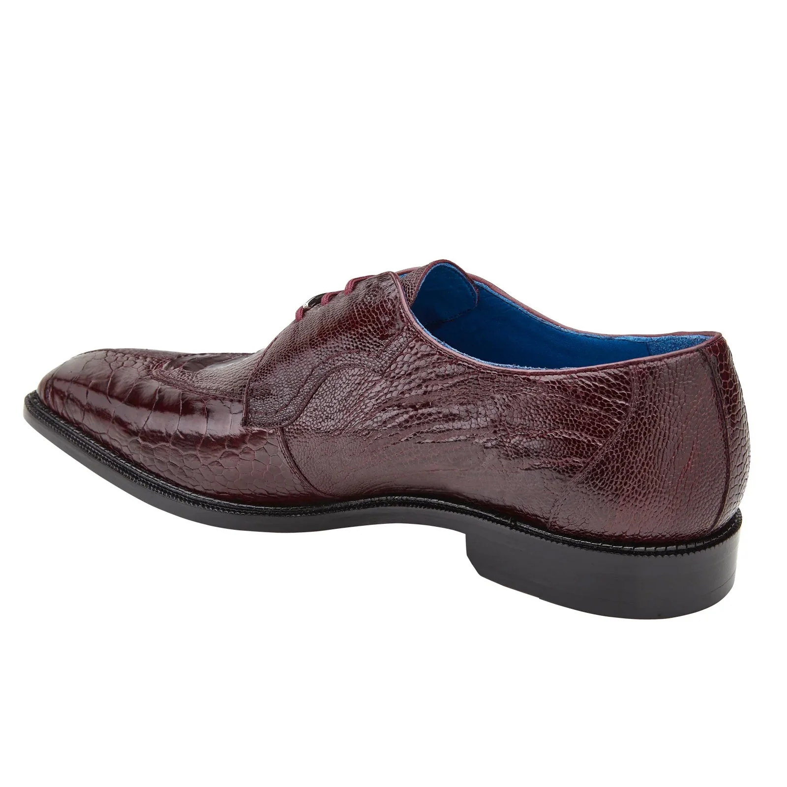 Men's Belvedere Siena Ostrich Leg Moc Toe Dress Shoe in Burgundy - Image 4