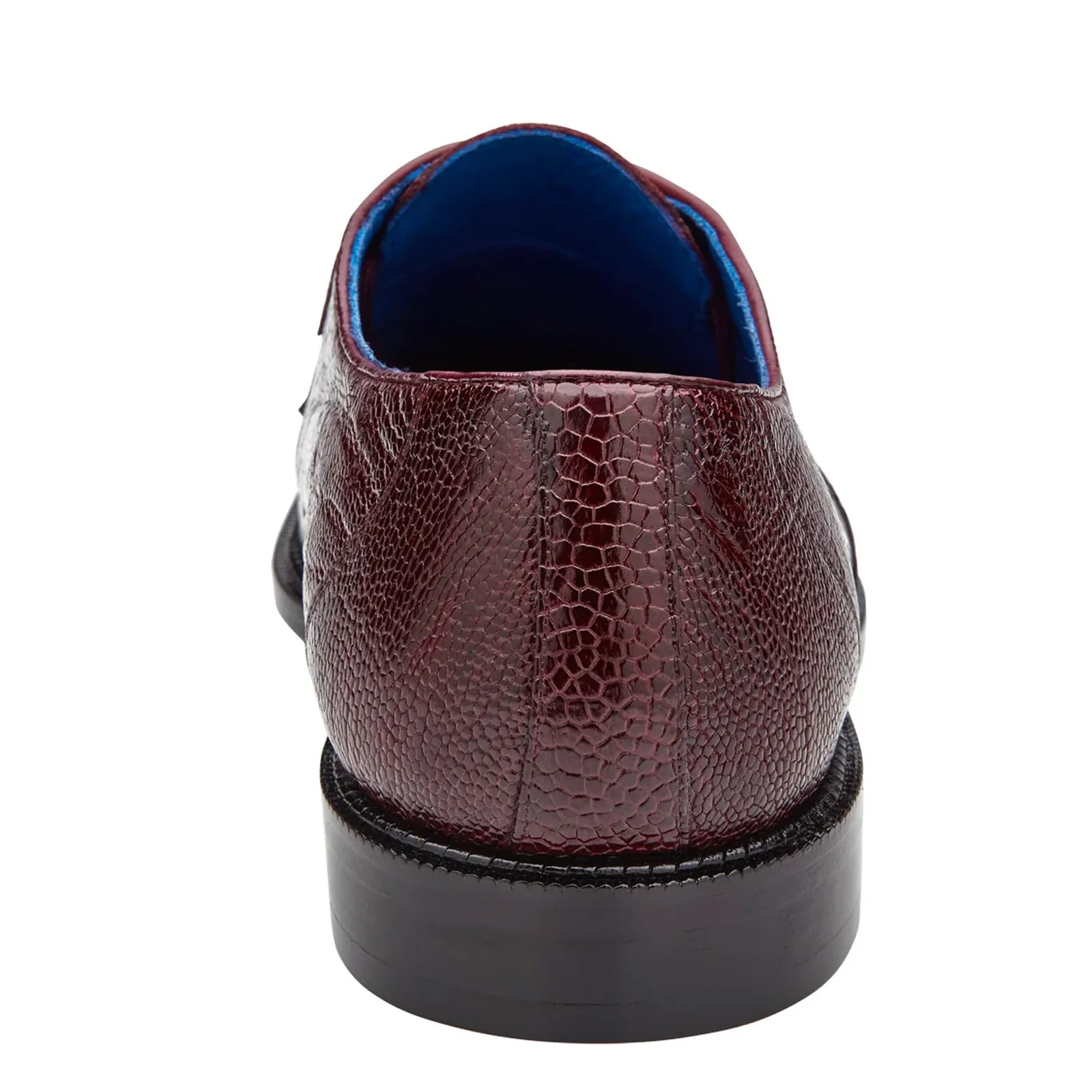 Men's Belvedere Siena Ostrich Leg Moc Toe Dress Shoe in Burgundy - Image 5