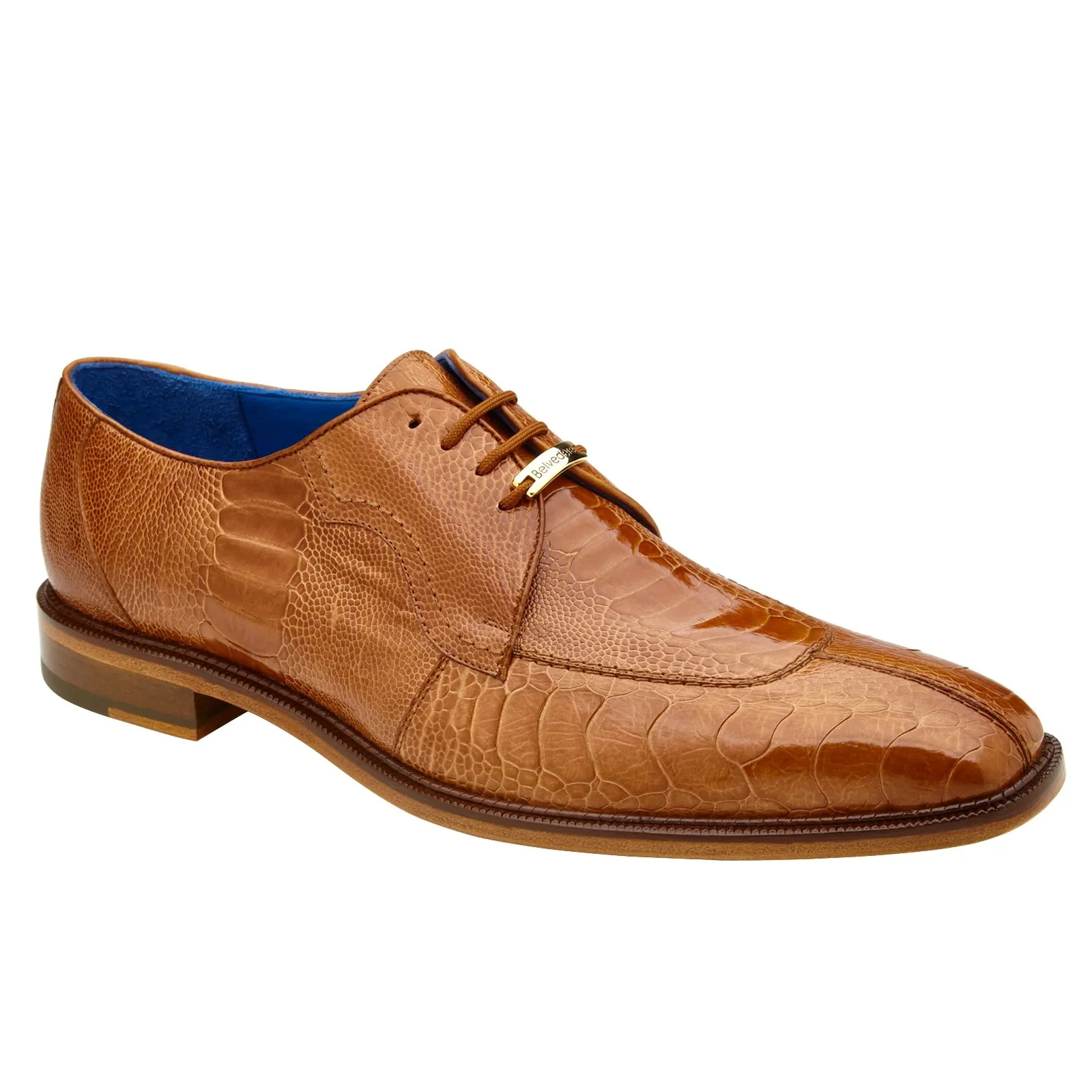 Men's Belvedere Siena Ostrich Leg Moc Toe Dress Shoe in Burned Amber - Image 2