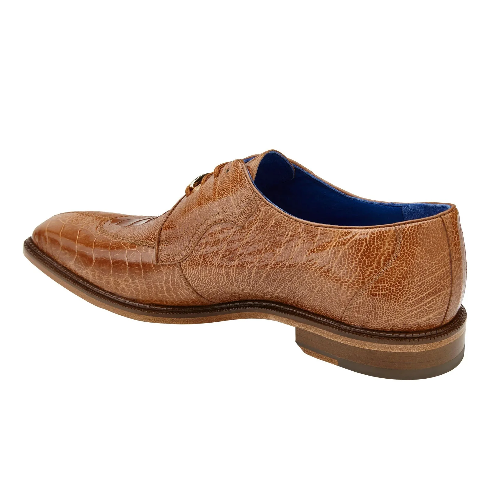 Men's Belvedere Siena Ostrich Leg Moc Toe Dress Shoe in Burned Amber - Image 4
