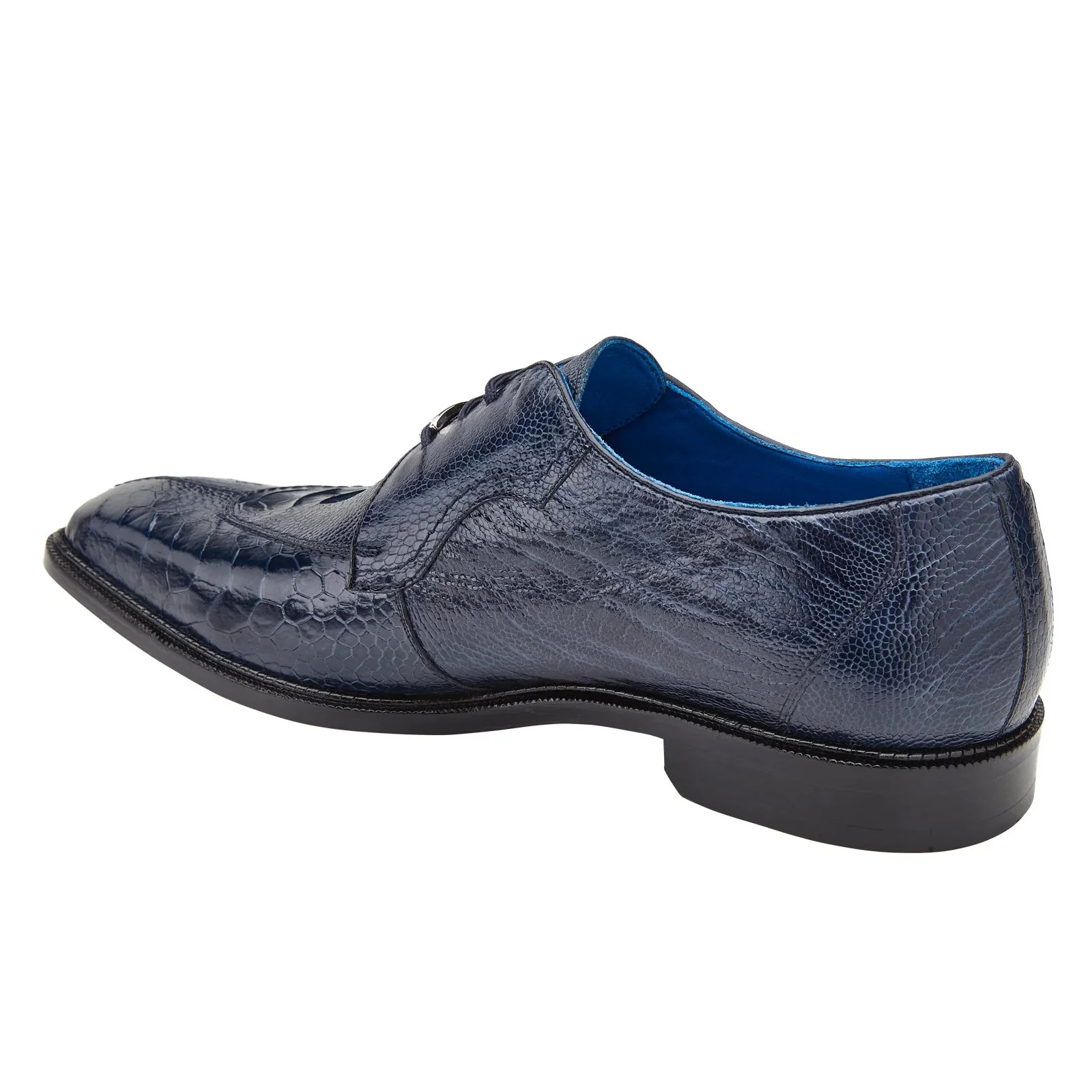 Men's Belvedere Siena Ostrich Leg Moc Toe Dress Shoe in Navy - Image 4