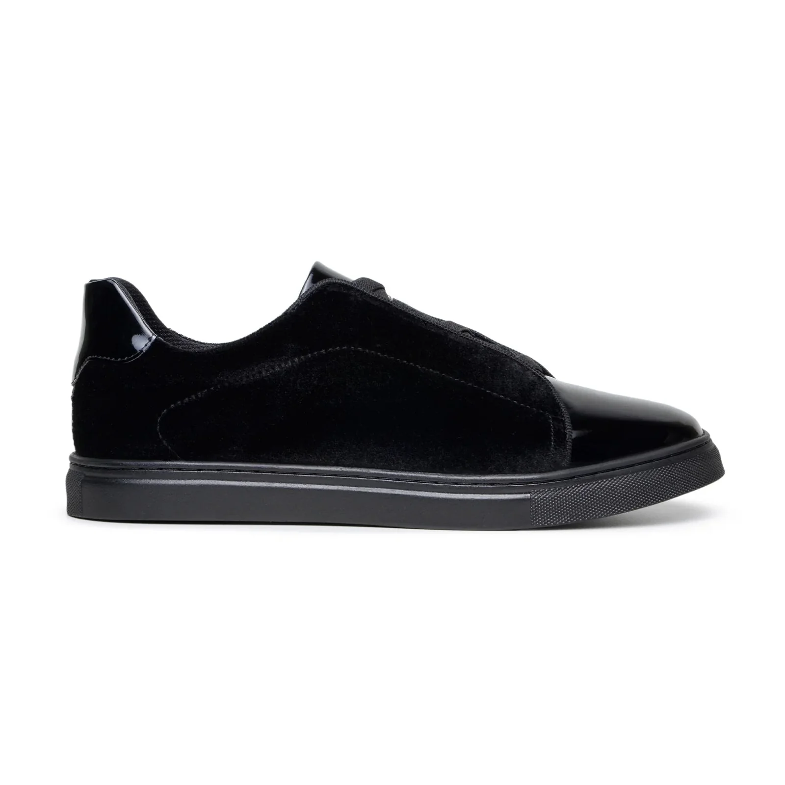 Men's Belvedere Silvano Velvet & Patent Leather Tuxedo Tennis Shoe in Black