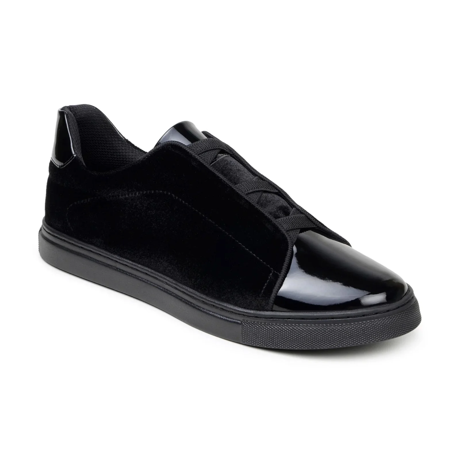 Men's Belvedere Silvano Velvet & Patent Leather Tuxedo Tennis Shoe in Black - Image 2