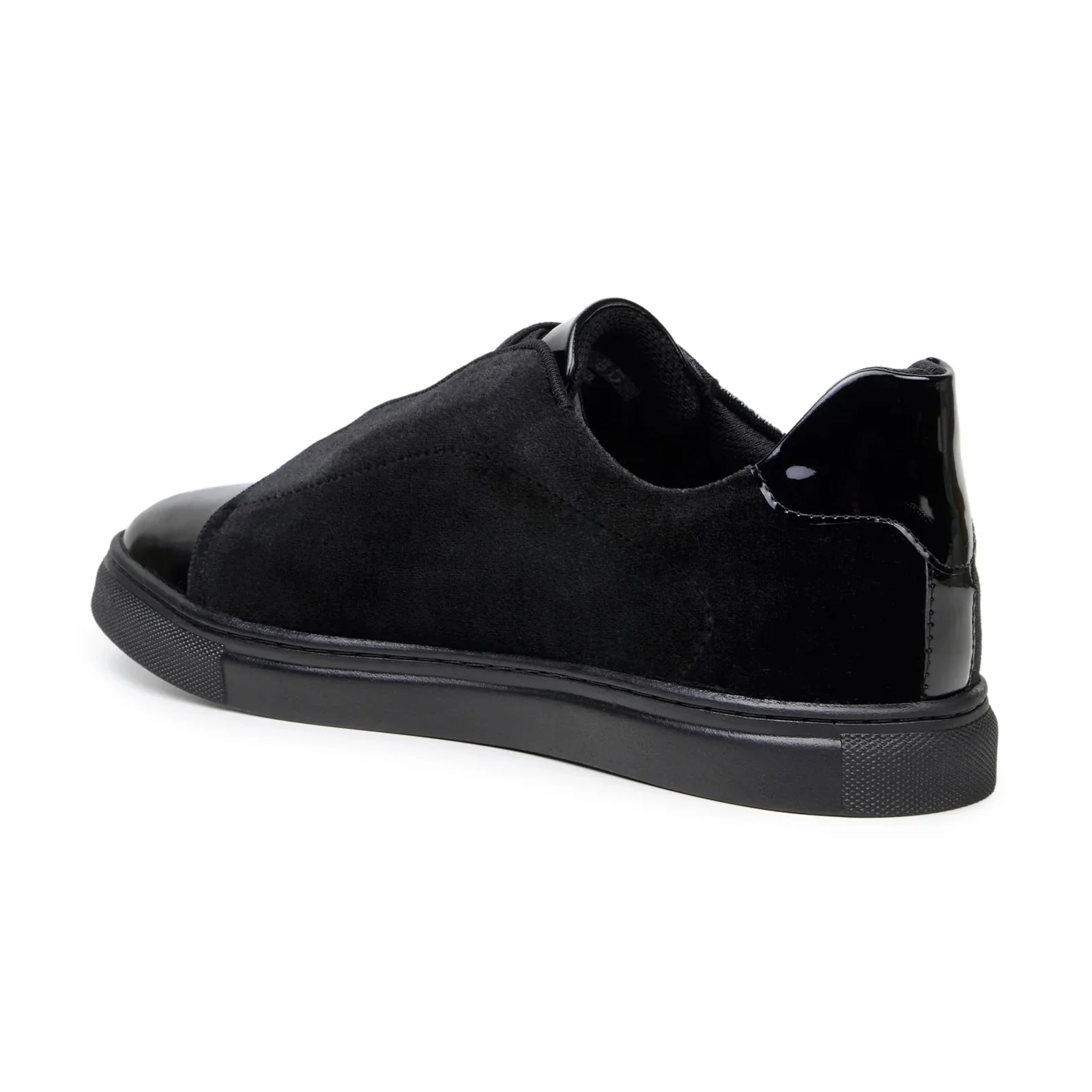 Men's Belvedere Silvano Velvet & Patent Leather Tuxedo Tennis Shoe in Black - Image 4