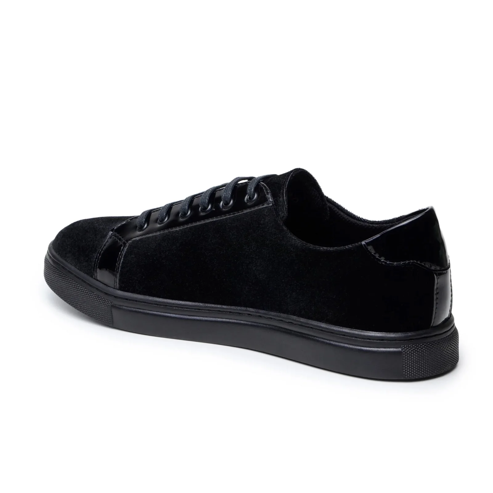 Men's Belvedere Teo Velvet & Patent Leather Dress Sneaker in Black - Image 4
