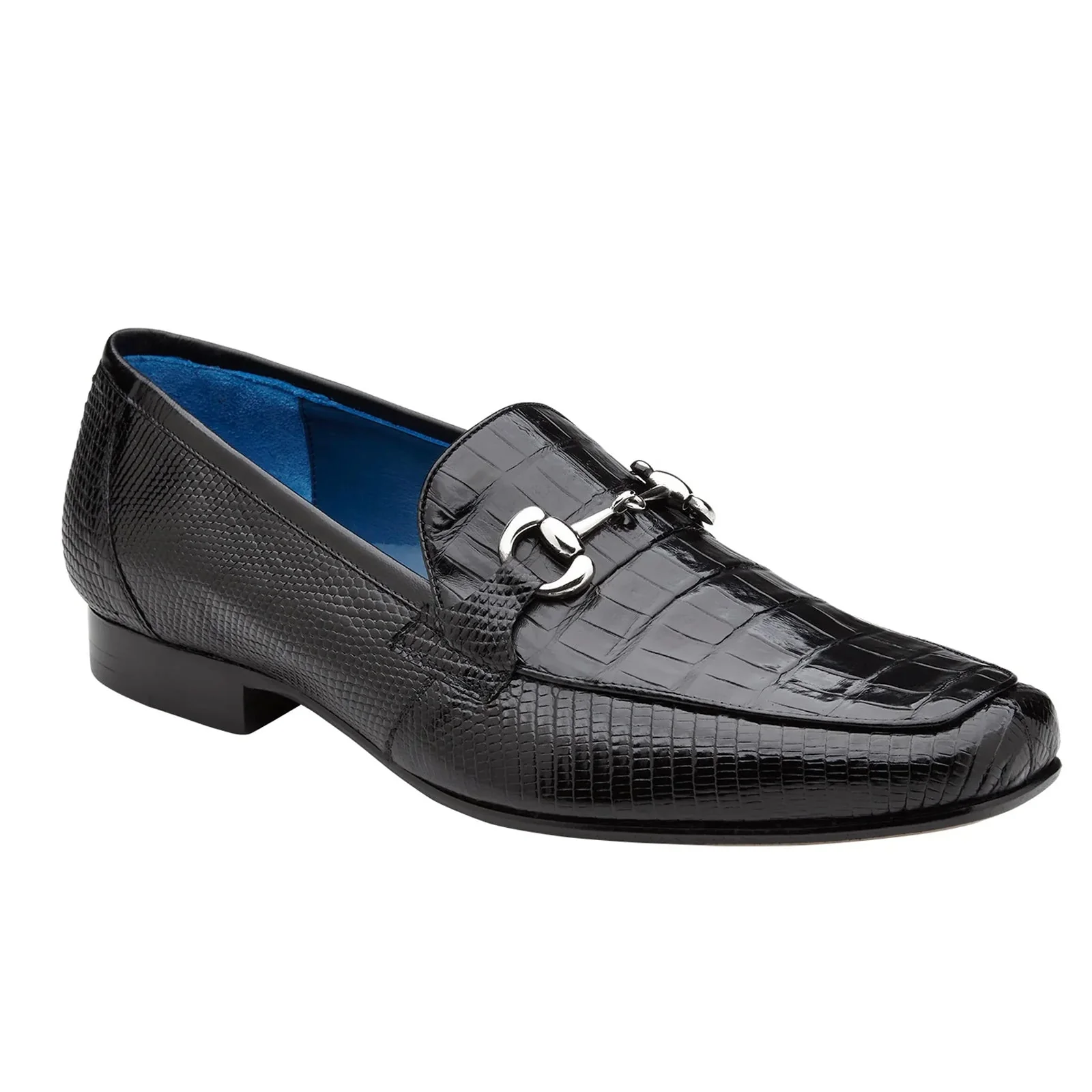 Men's Belvedere Udine Crocodile & Lizard Buckle Dress Loafer in Black - Image 2
